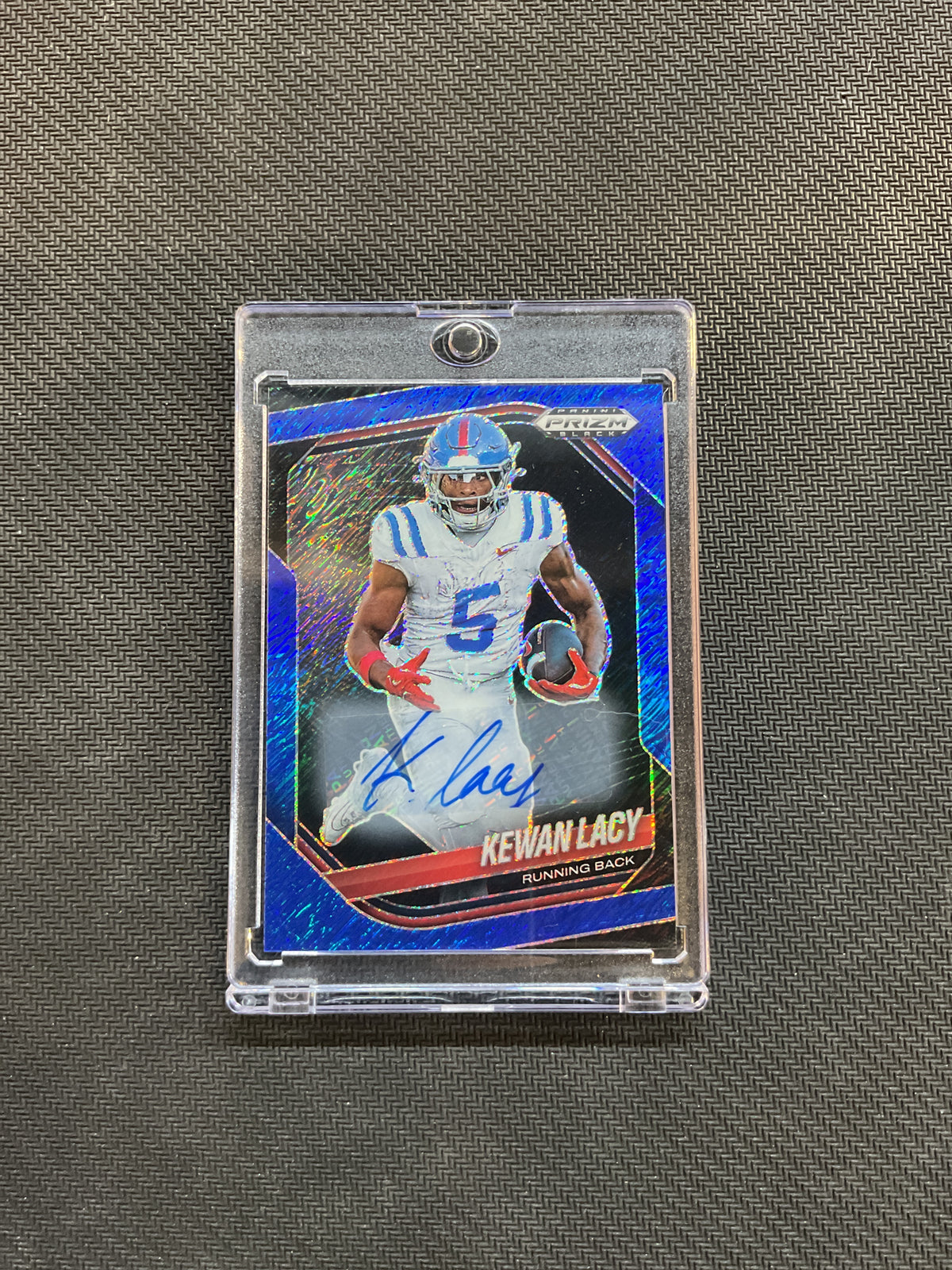 2025 Prizm Black Kewan Lacy Blue Shimmer Auto 5/15 Jersey Match Ole Miss