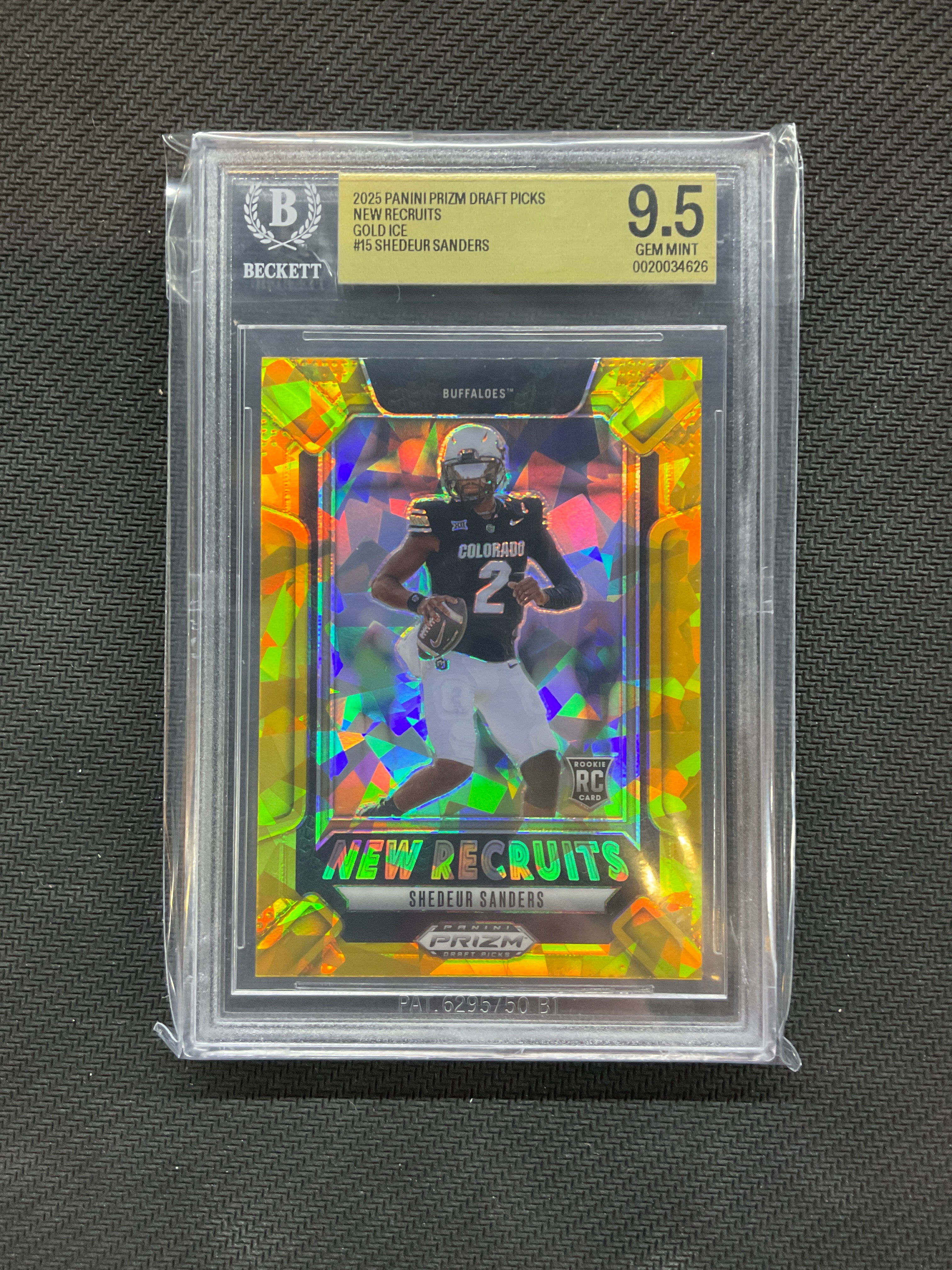 2025 Prizm Draft Picks Shedeur Sanders New Recruits Gold Ice BGS 9.5
