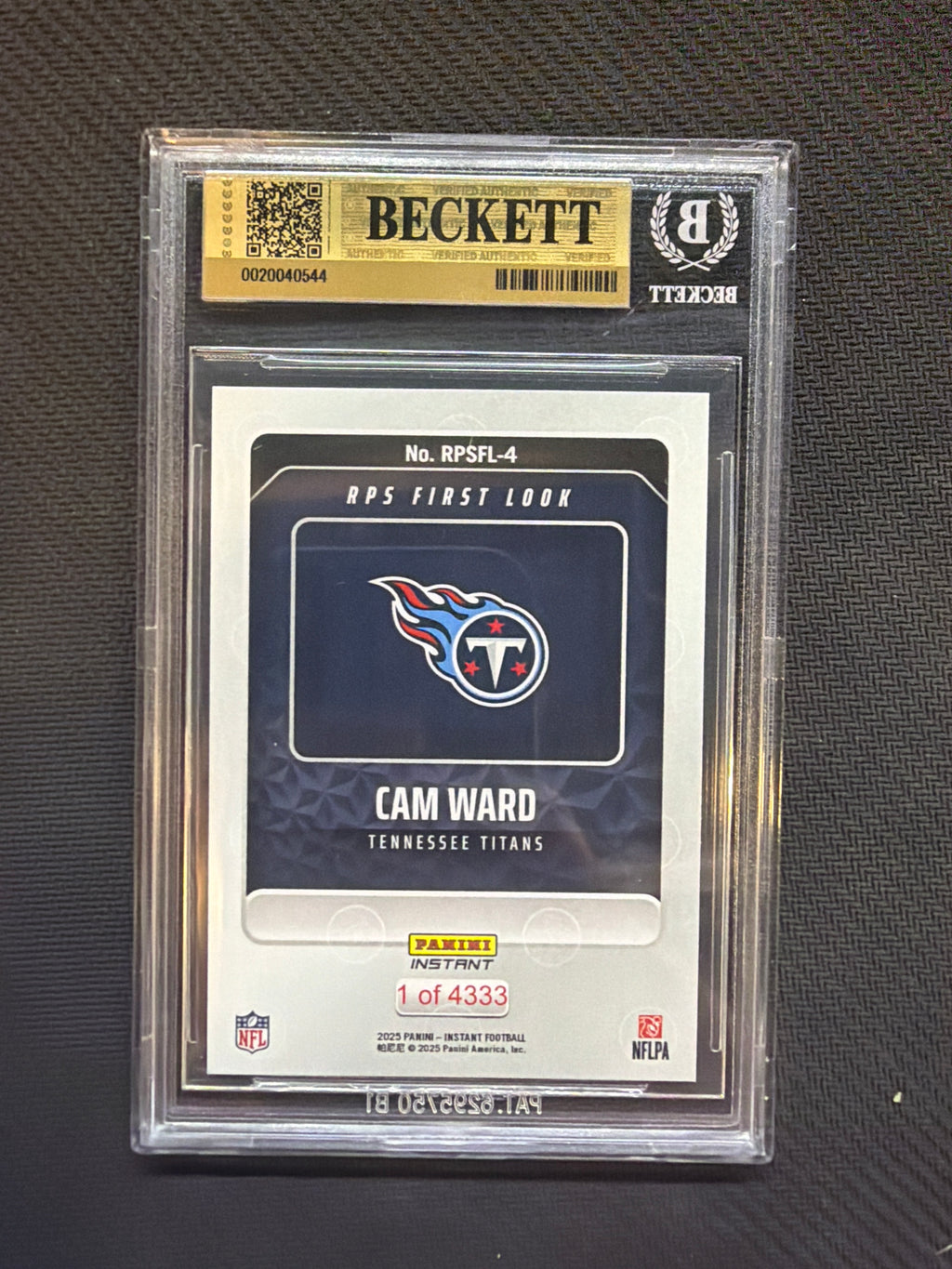 2025 Panini Instant Cam Ward Rookie BGS 10 544 Titans