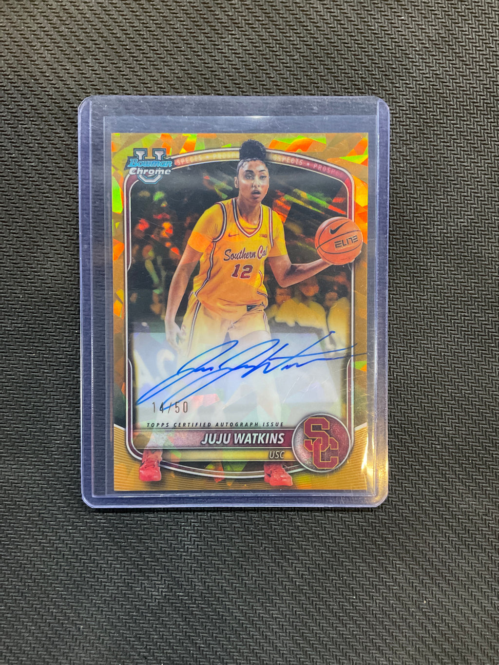 2025 Bowman U Chrome Sapphire JuJu Watkins Rookie Gold Auto /50 USC