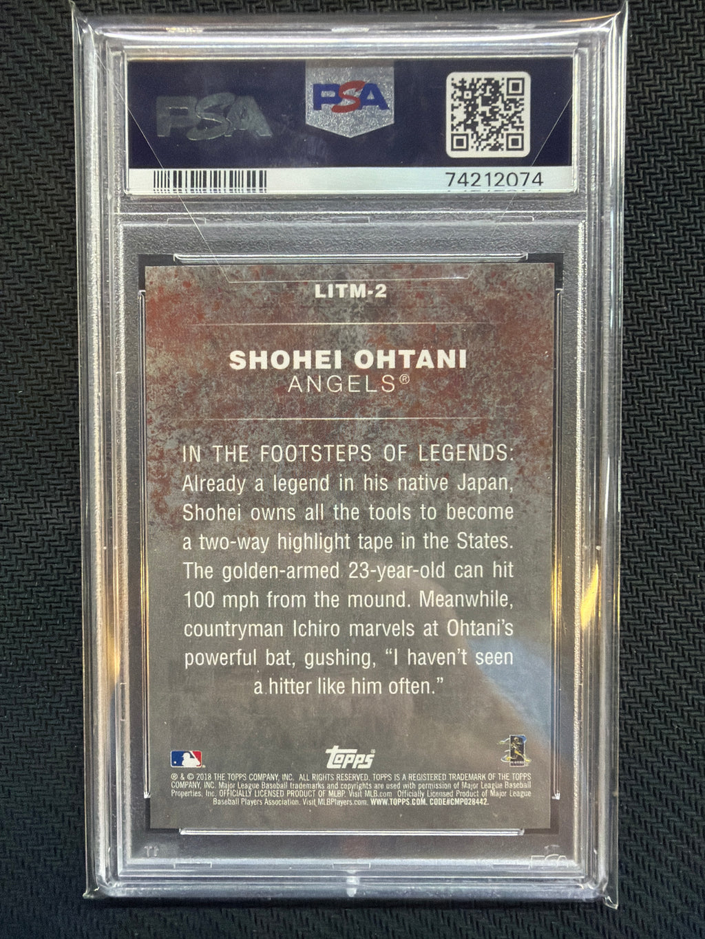 2018 Topps Shohei Ohtani Legends In The Making #2 Rookie PSA 10 Angels