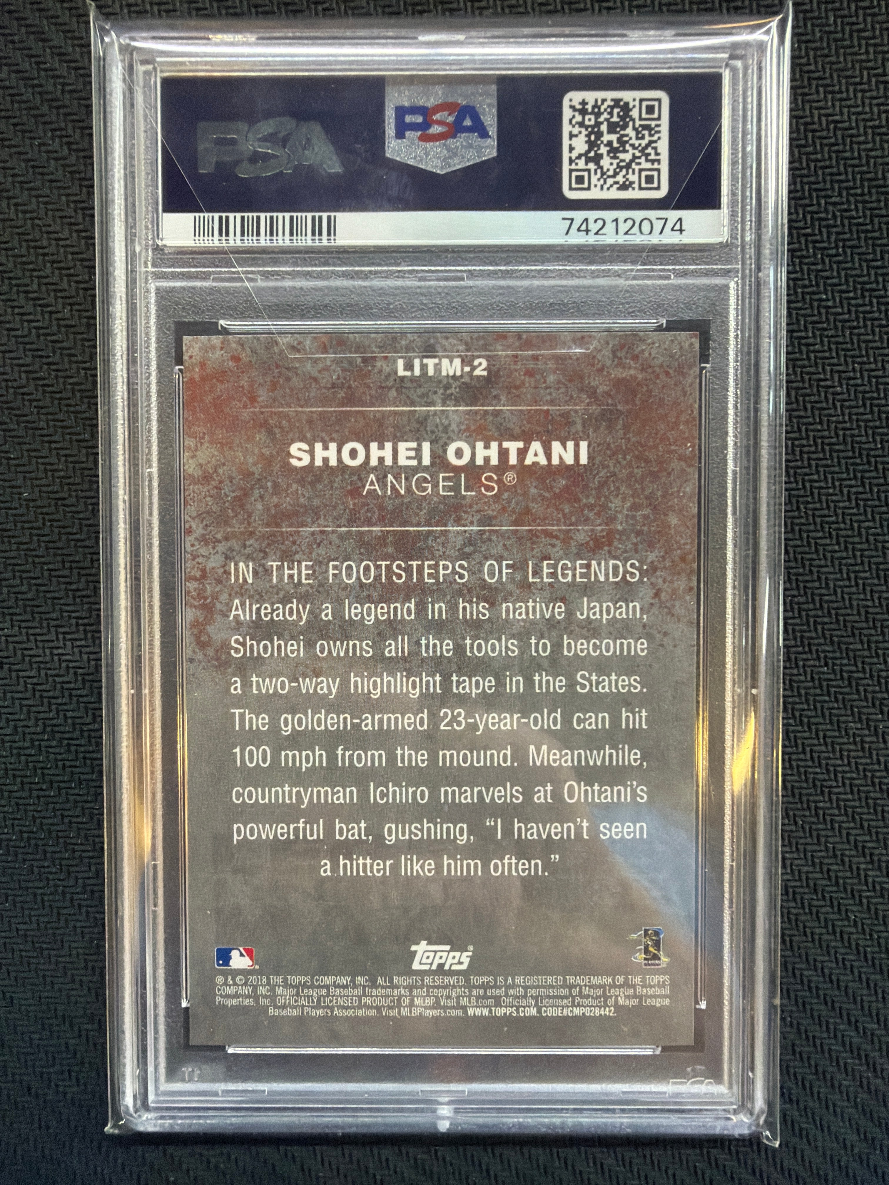 2018 Topps Shohei Ohtani Legends In The Making #2 Rookie PSA 10 Angels