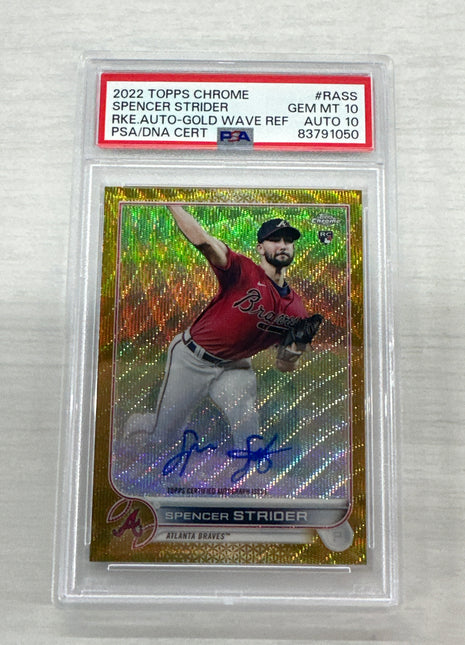 2022 Topps Chrome Spencer Strider Gold Wave /50 PSA 10 10