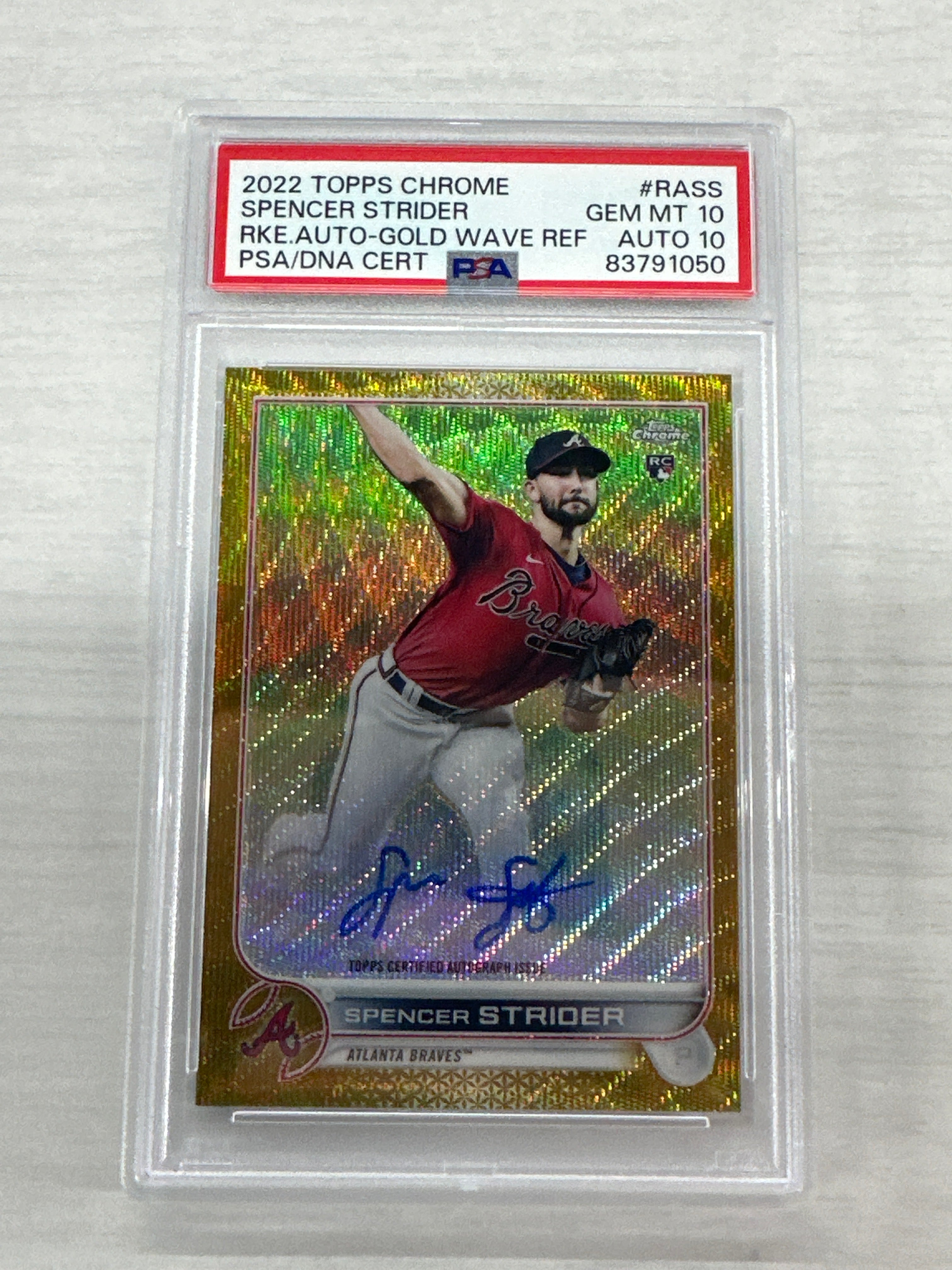 2022 Topps Chrome Spencer Strider Gold Wave /50 PSA 10 10