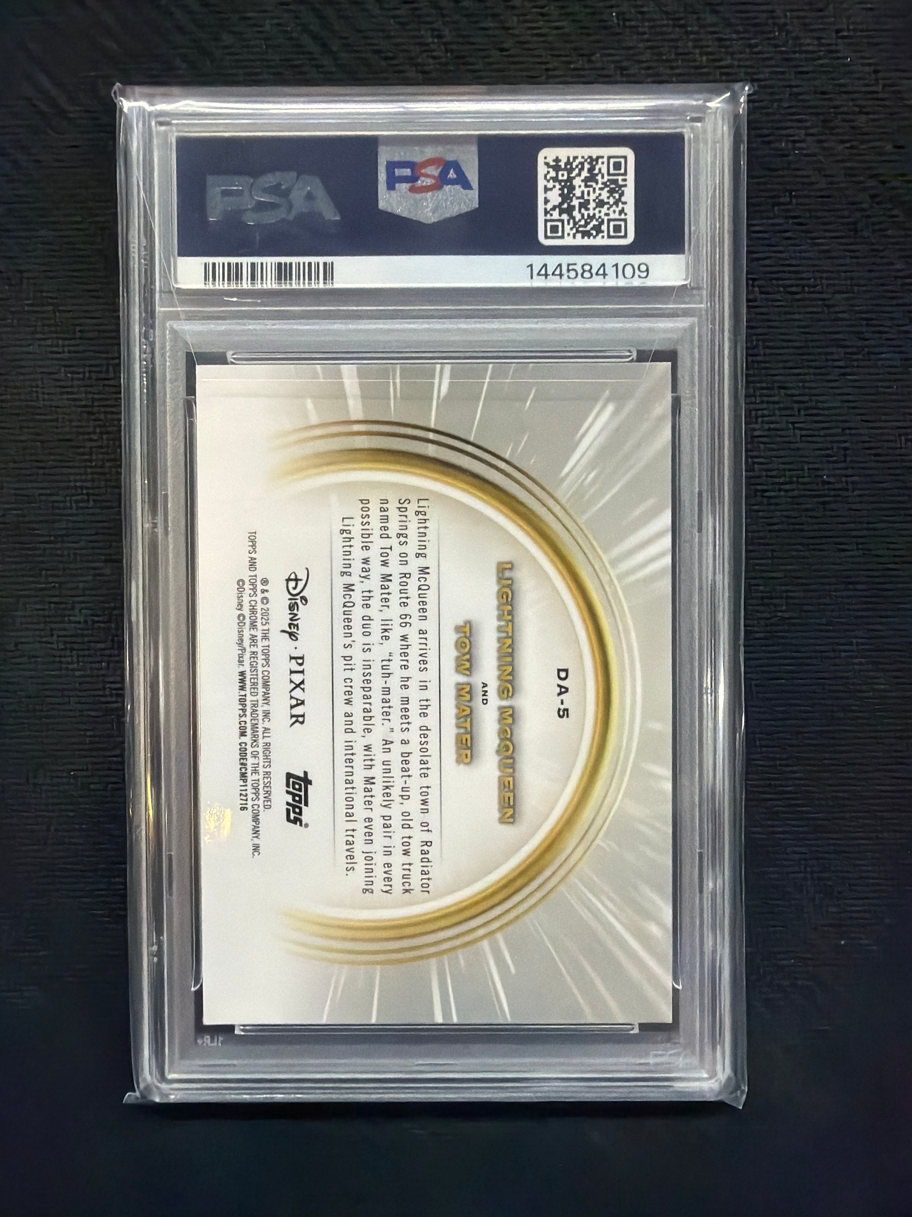 2025 Topps Pixar Gold Lightning Mcqueen Tow Mater Double Acts PSA 10 109