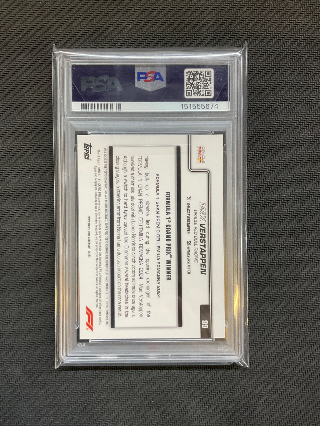 2025 Topps Chrome F1 Sapphire Max Verstappen Orange /25 PSA 10 Red Bull