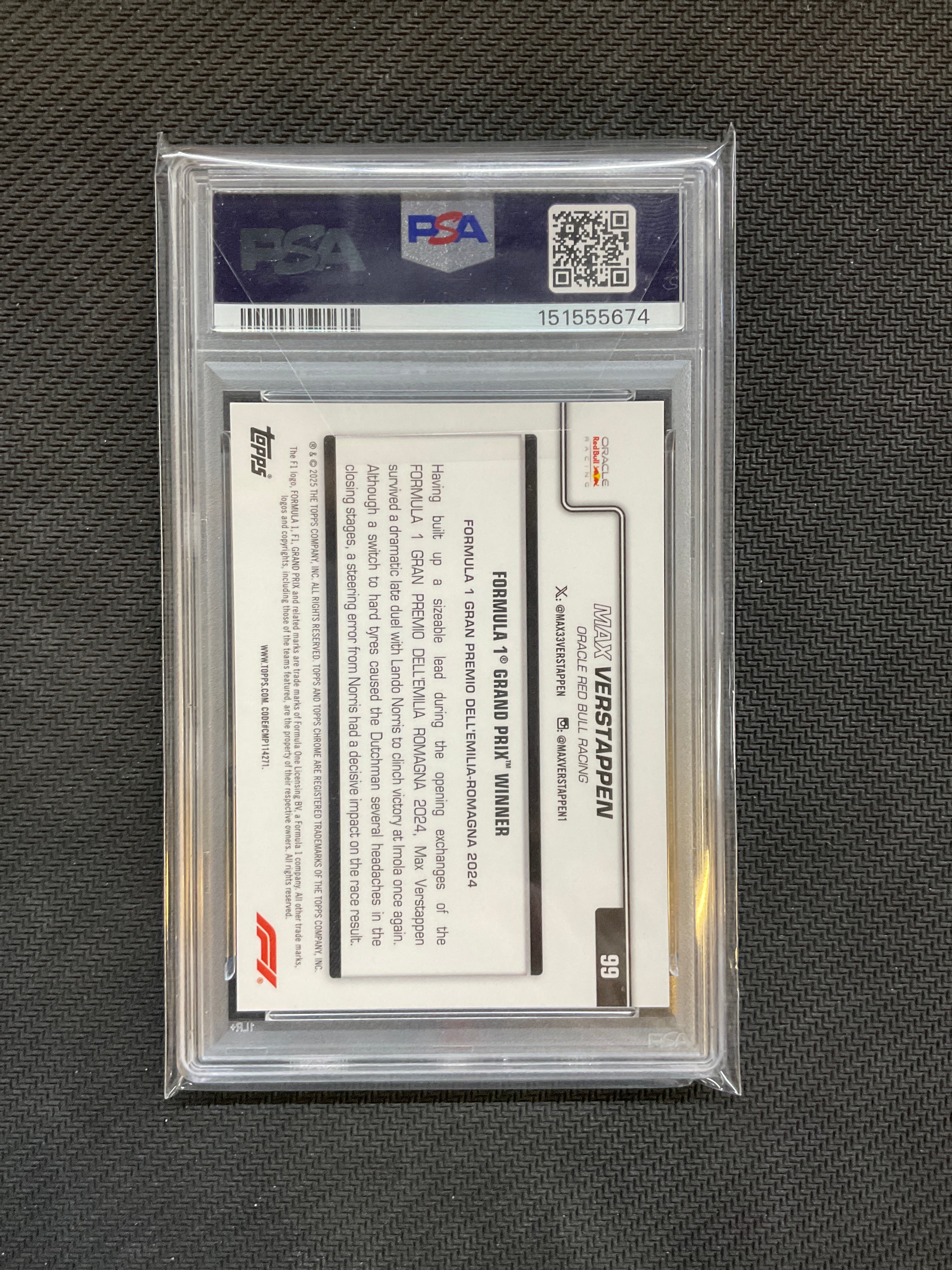 2025 Topps Chrome F1 Sapphire Max Verstappen Orange /25 PSA 10 Red Bull