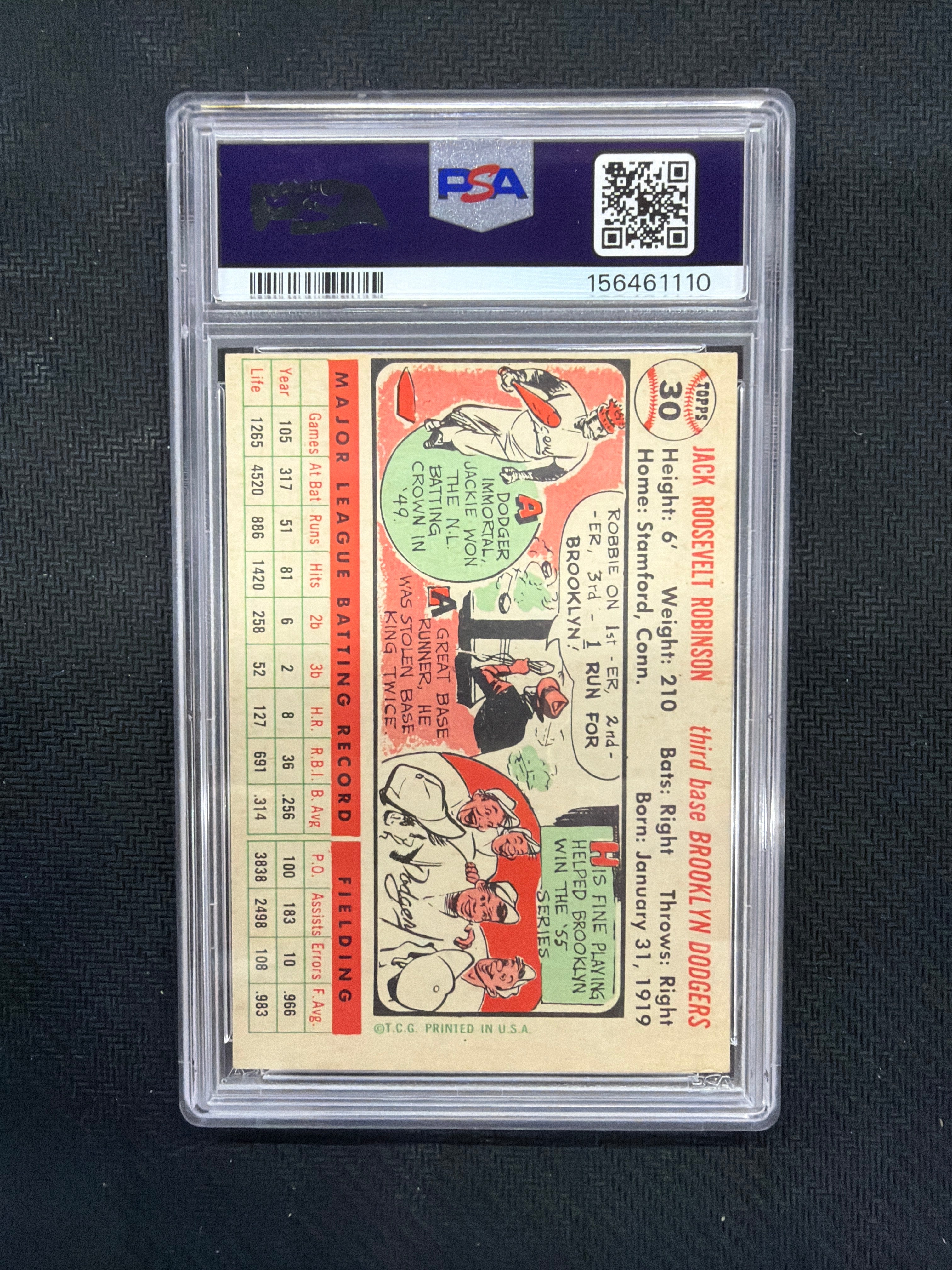 1956 Topps Jackie Robinson White Back PSA 5 Dodgers