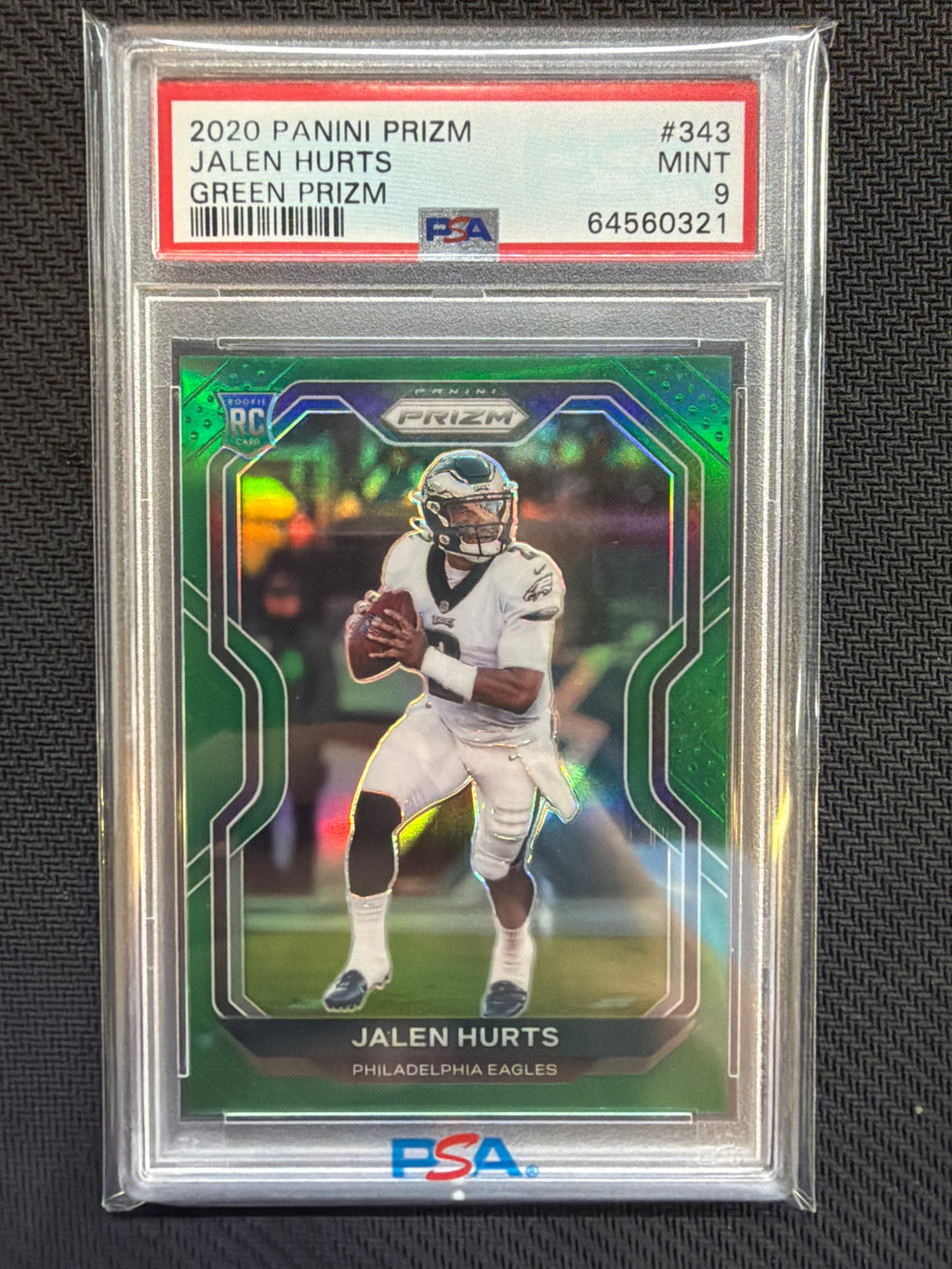 2020 Panini Prizm Jalen Hurts Green Prizm #343 PSA 9 Eagles