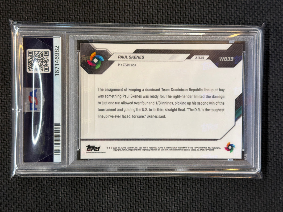 2026 Topps Now WBC Paul Skenes #WB35 3rd Straight Final PSA 10 982