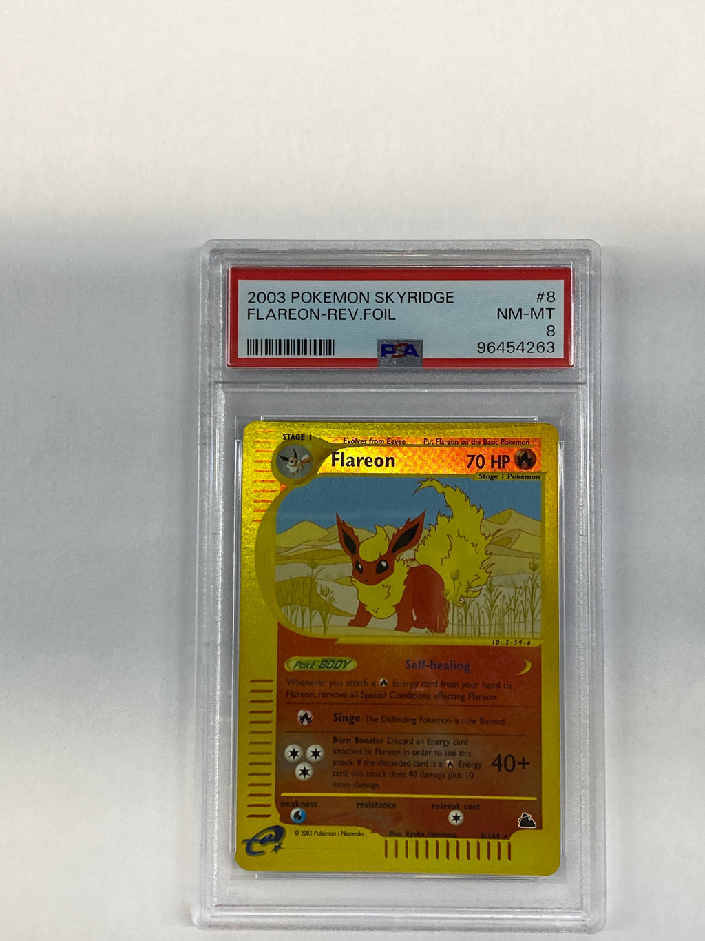 2003 Pokemon Skyridge Flareon 8 Reverse Holo PSA 8