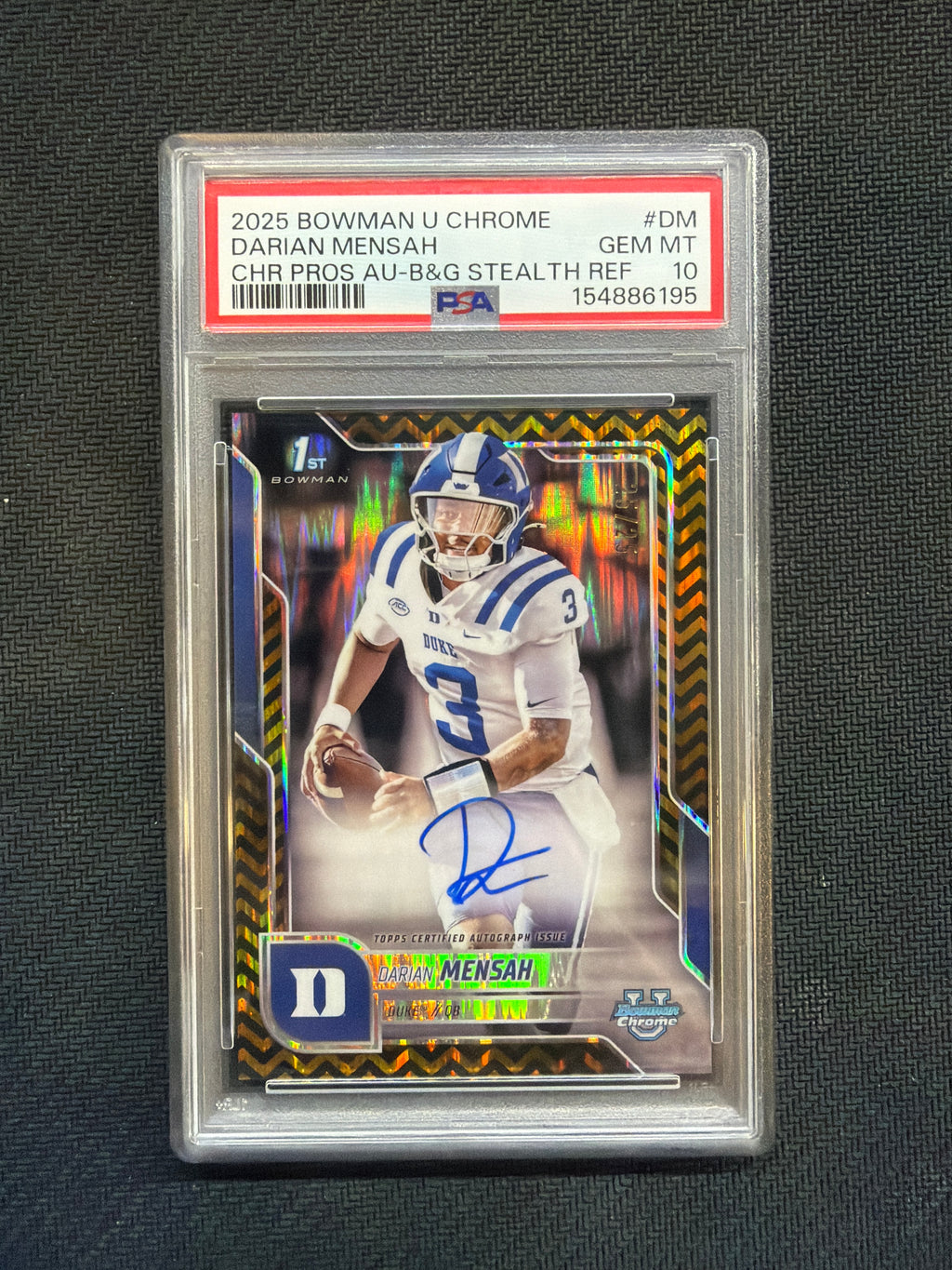 2025 Bowman U Chrome Darian Mensah Black Gold Stealth Refractor /25 PSA 10