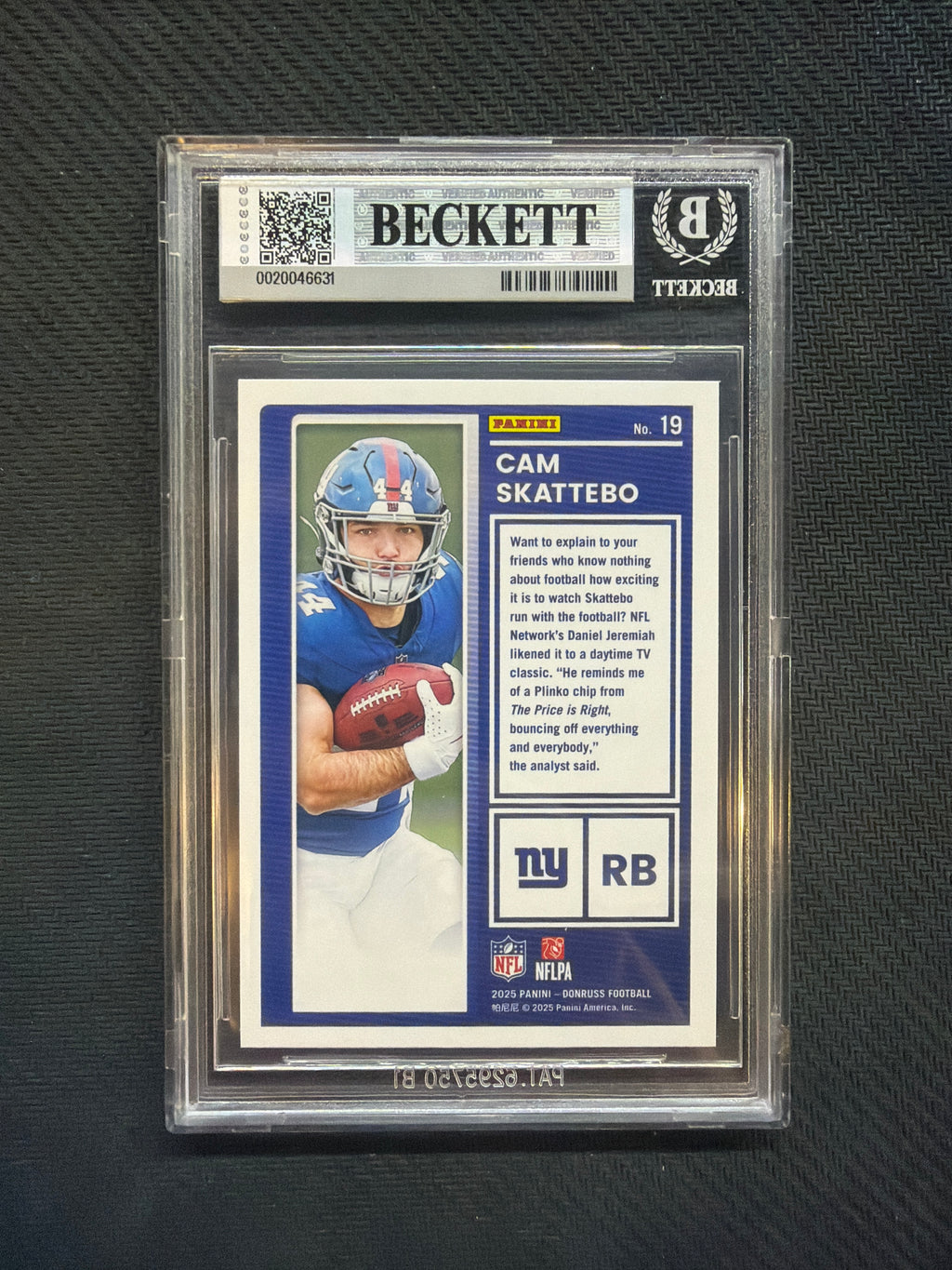 2025 Donruss Cam Skattebo The Rookies BGS 8.5 Giants