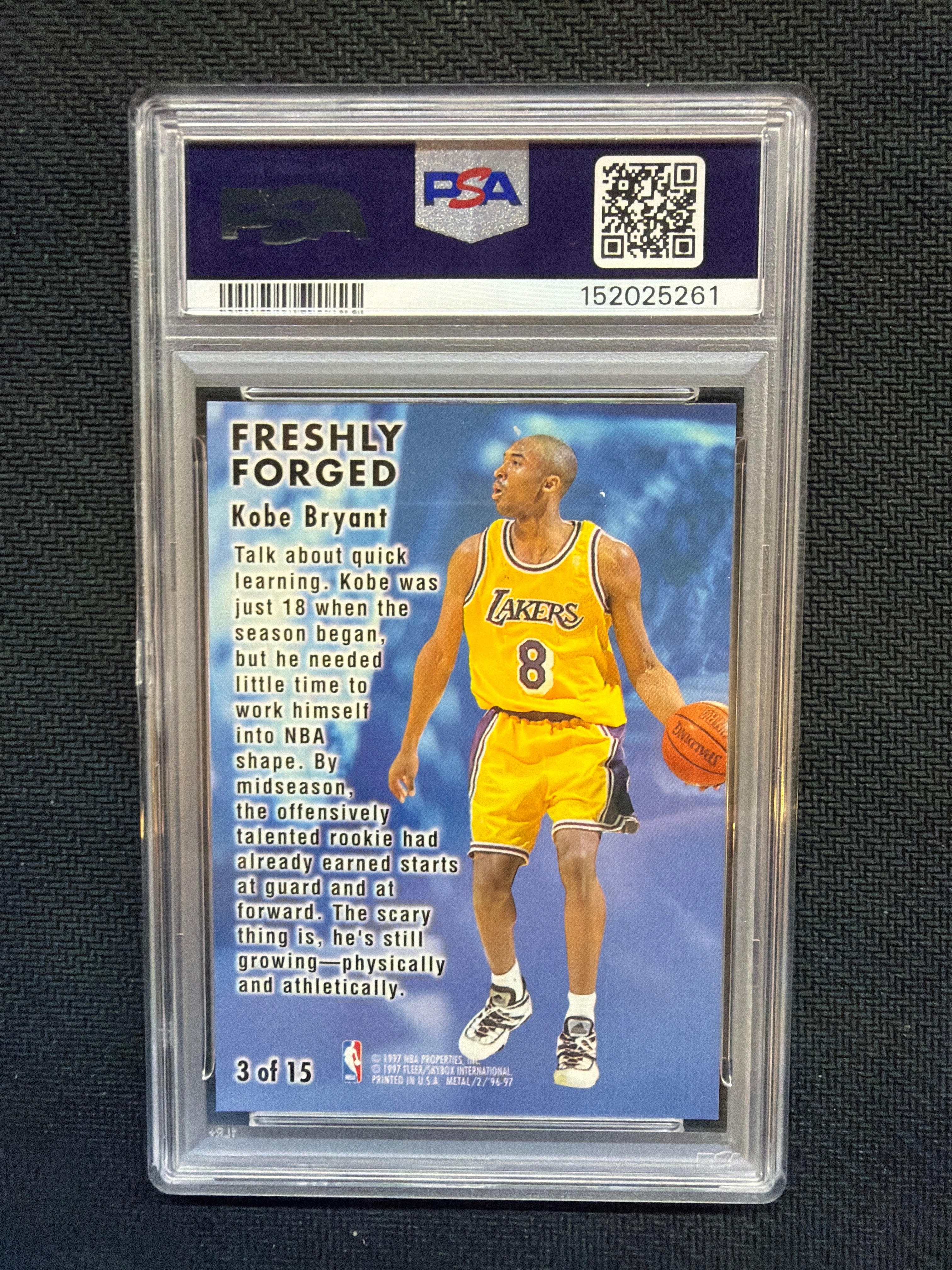 1996 Metal Kobe Bryant Freshly Forged #3 PSA 8 Lakers