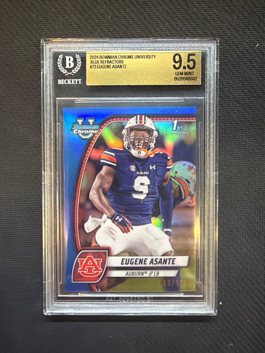 2024 Bowman Chrome U Eugene Asante Blue /199 BGS 9.5 Auburn