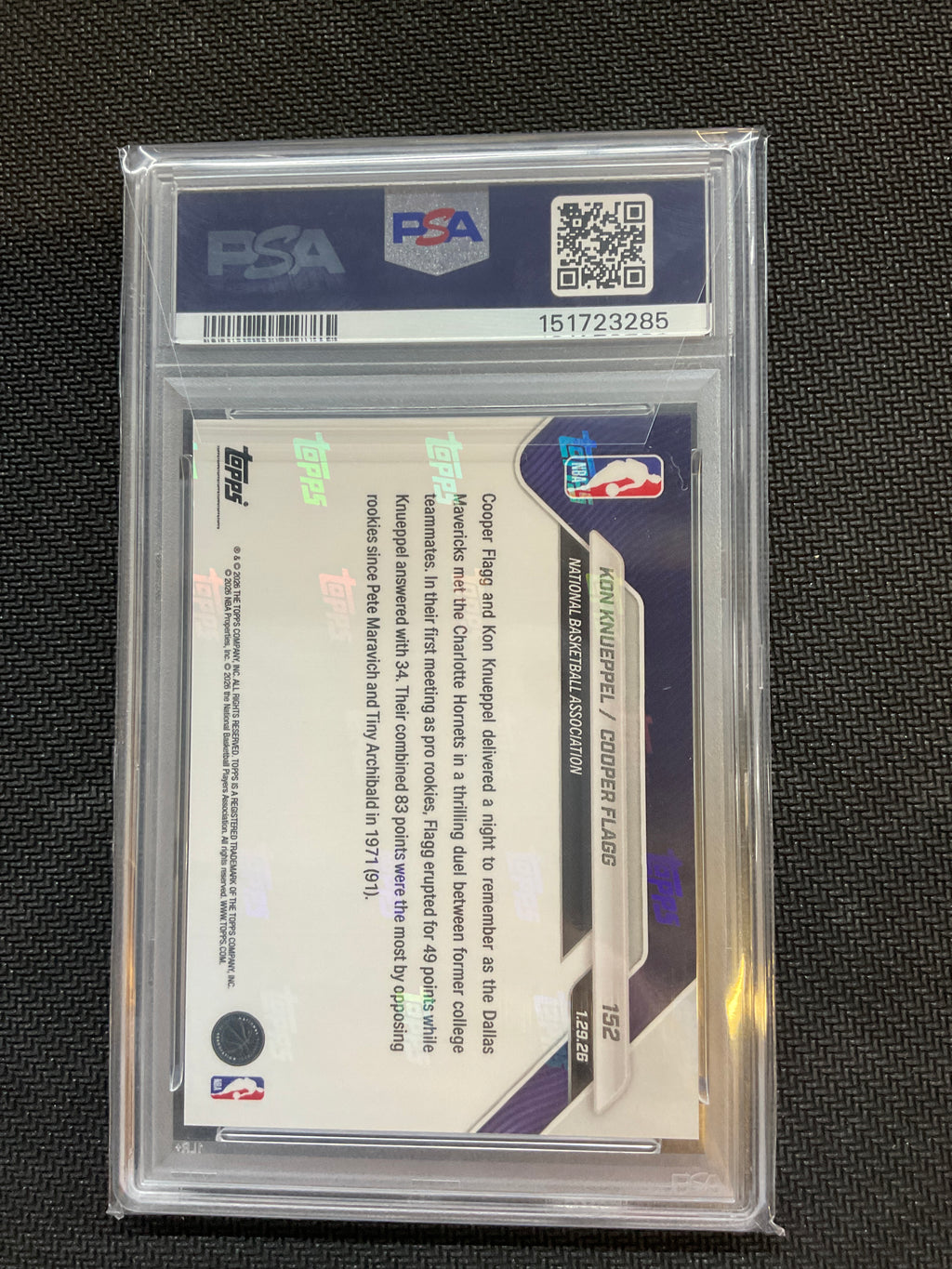 2025 Topps Now Knueppel/Flagg Rookie PSA 10 Mavericks Hornets 285