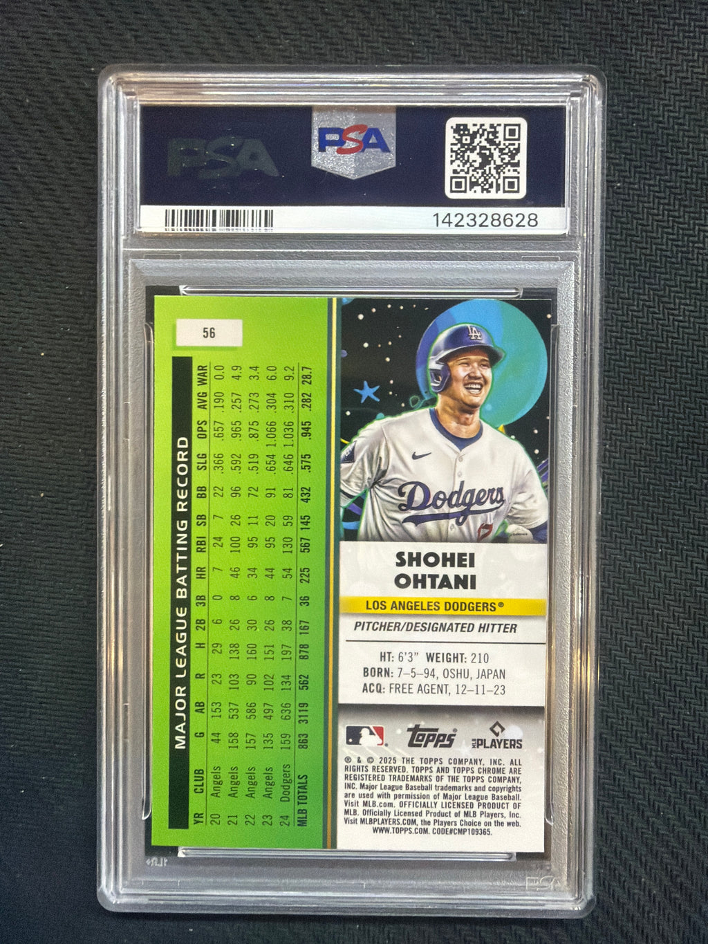 2025 Topps Chrome Cosmic Shohei Ohtani #56 PSA 10 628 Dodgers