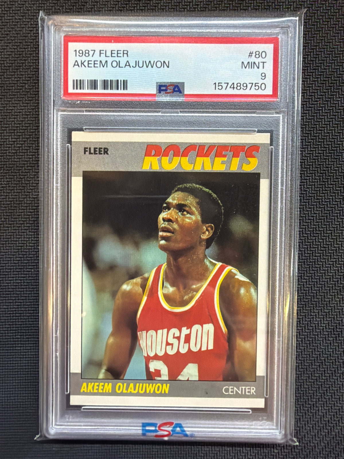 1987 Fleer Akeem Olajuwon #80 PSA 9 Rockets