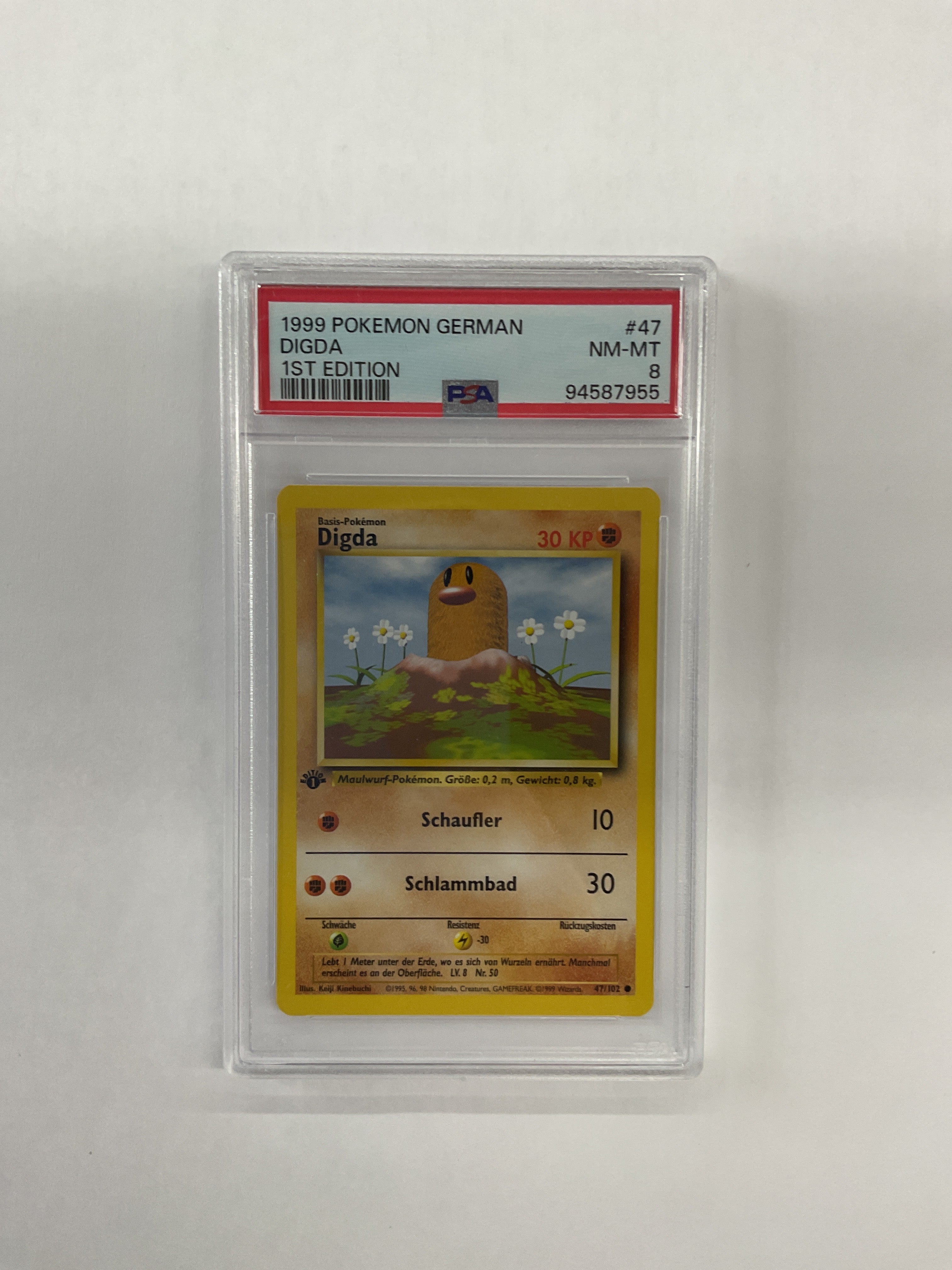 1999 German Pokemon 1st Edition Digda (Diglett) 47 PSA 8