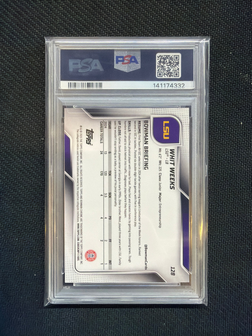 2025 Bowman U Sapphire Whit Weeks Red /5 PSA 10
