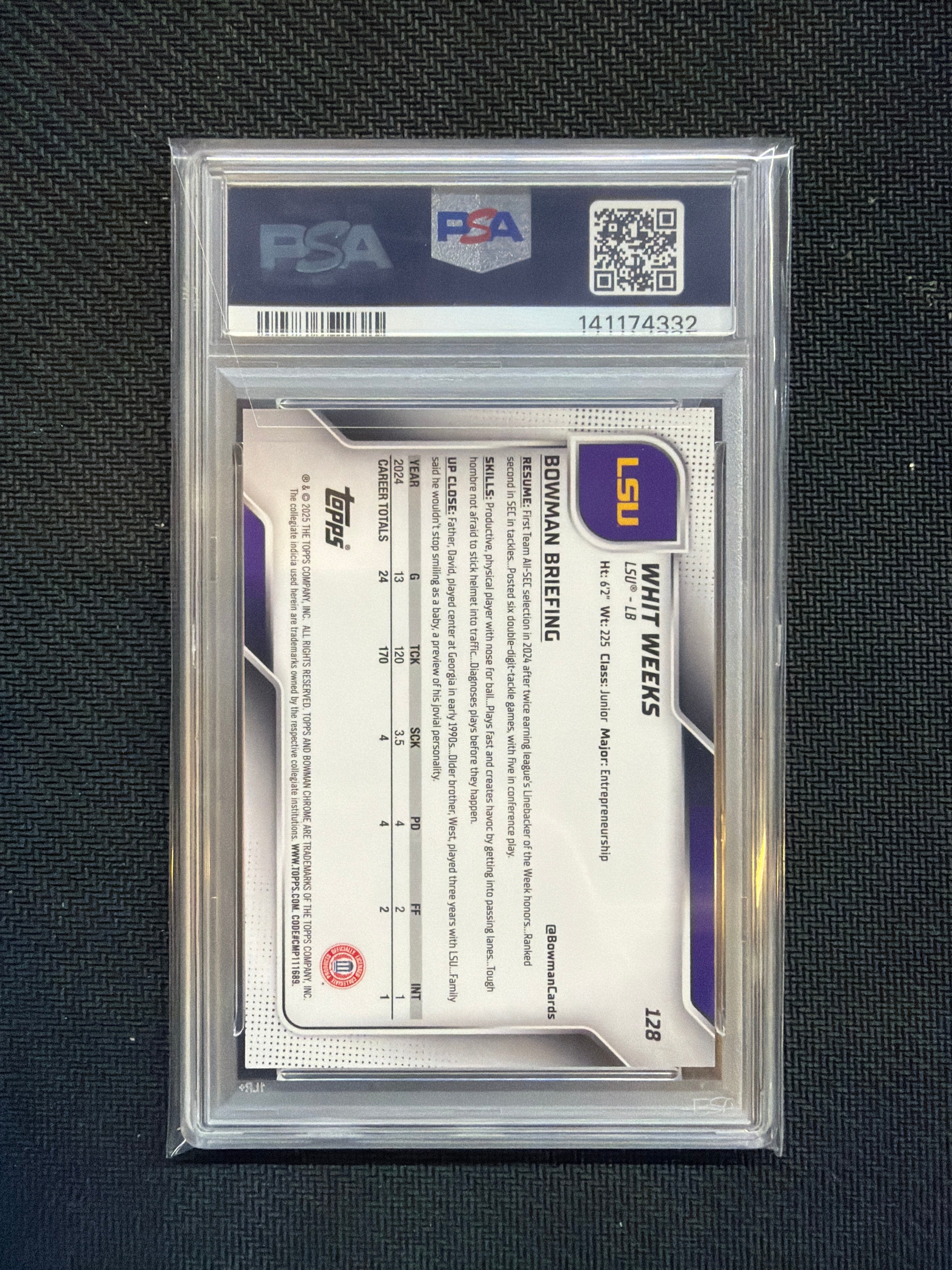 2025 Bowman U Sapphire Whit Weeks Red /5 PSA 10