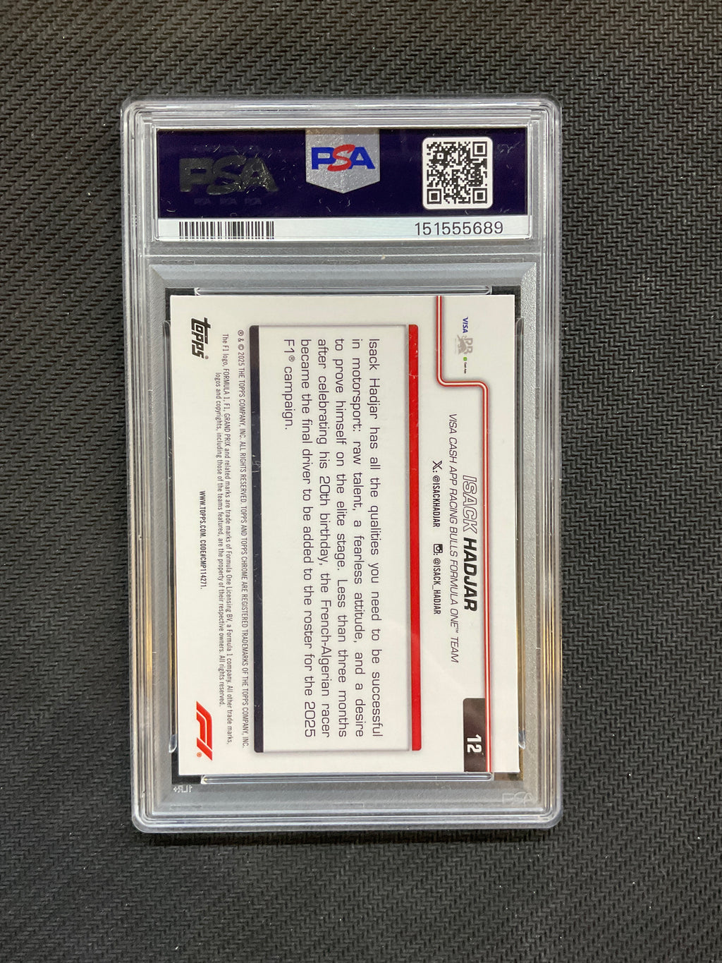 2025 Topps Chrome F1 Sapphire Isack Hadjar Rookie #12 PSA 7