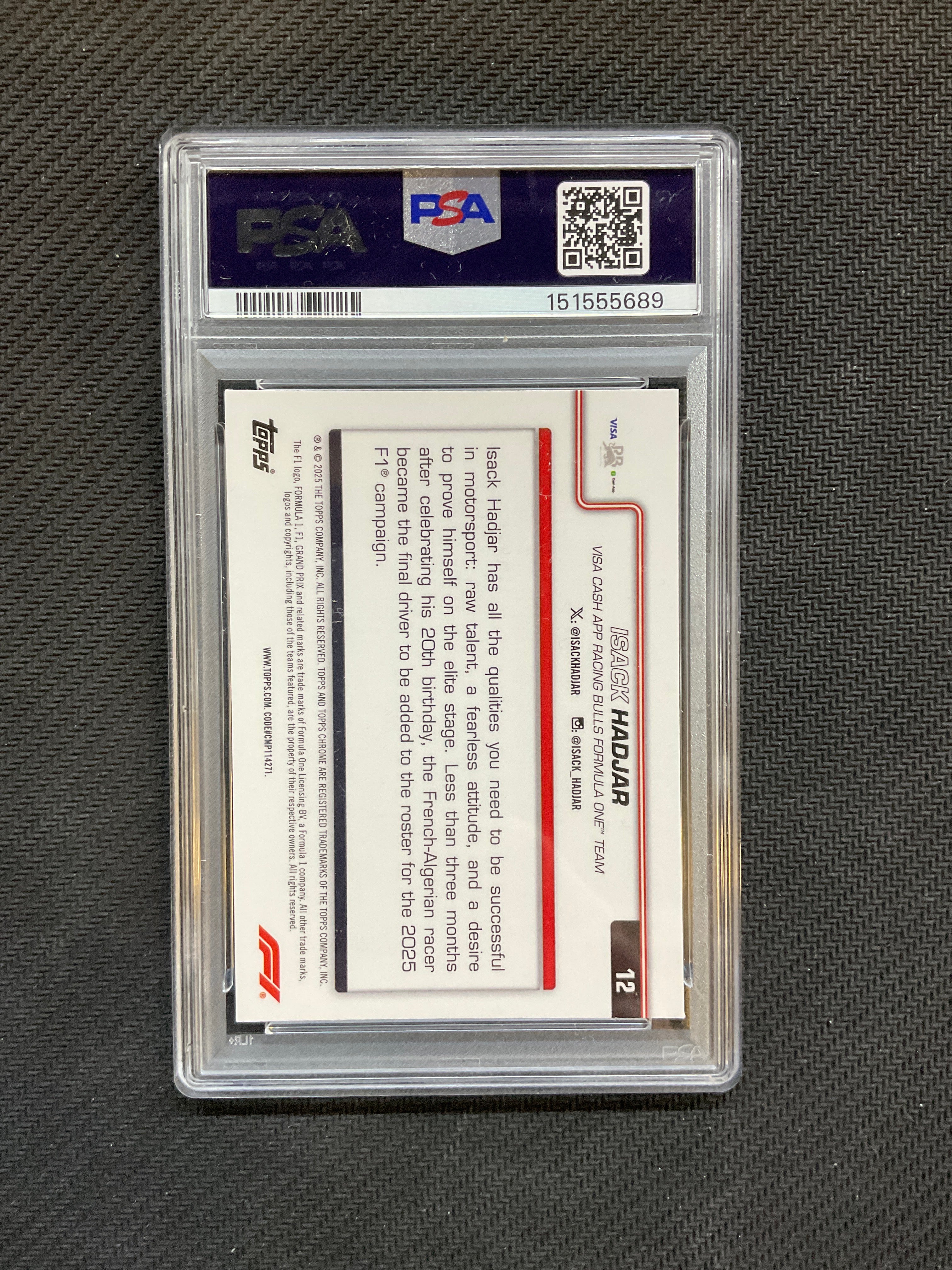 2025 Topps Chrome F1 Sapphire Isack Hadjar Rookie #12 PSA 7