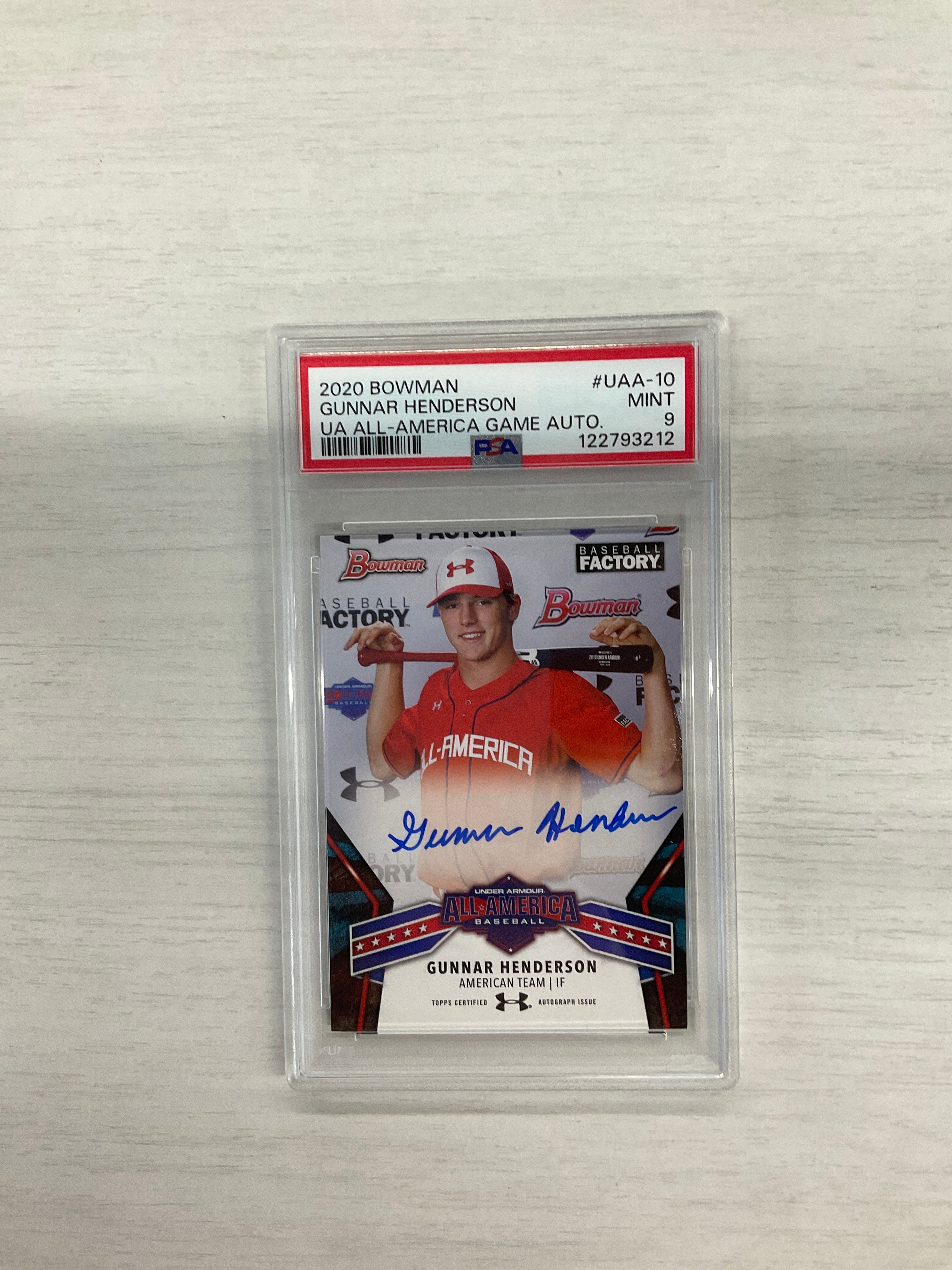 2020 Bowman Gunnar Henderson All America Auto PSA 9 Rookie