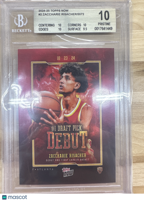 2024-25 Topps Now Zaccharie Risacher #2 BGS 10