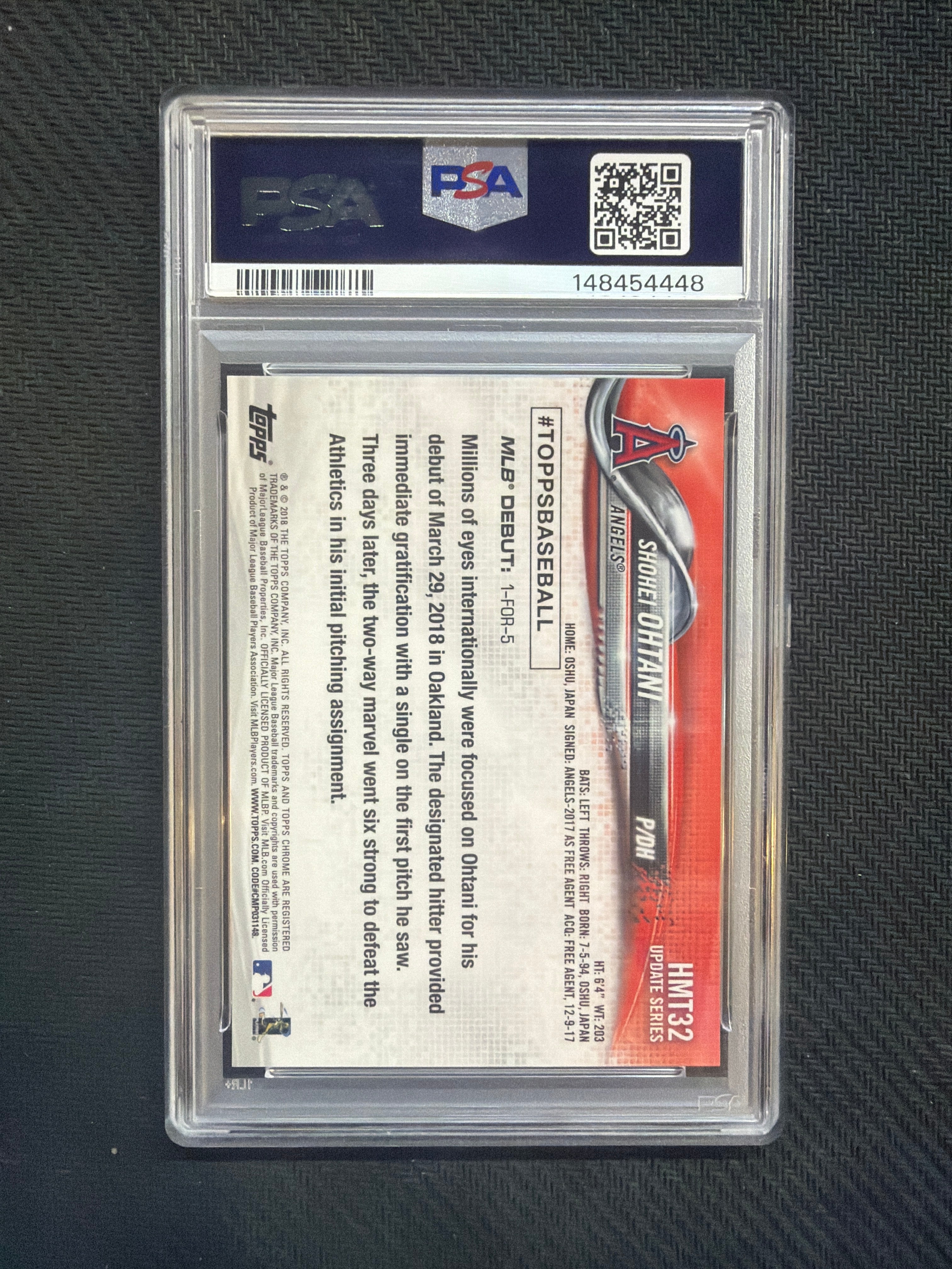 2018 Topps Chrome Shohei Ohtani Update Pink Refractor PSA 10