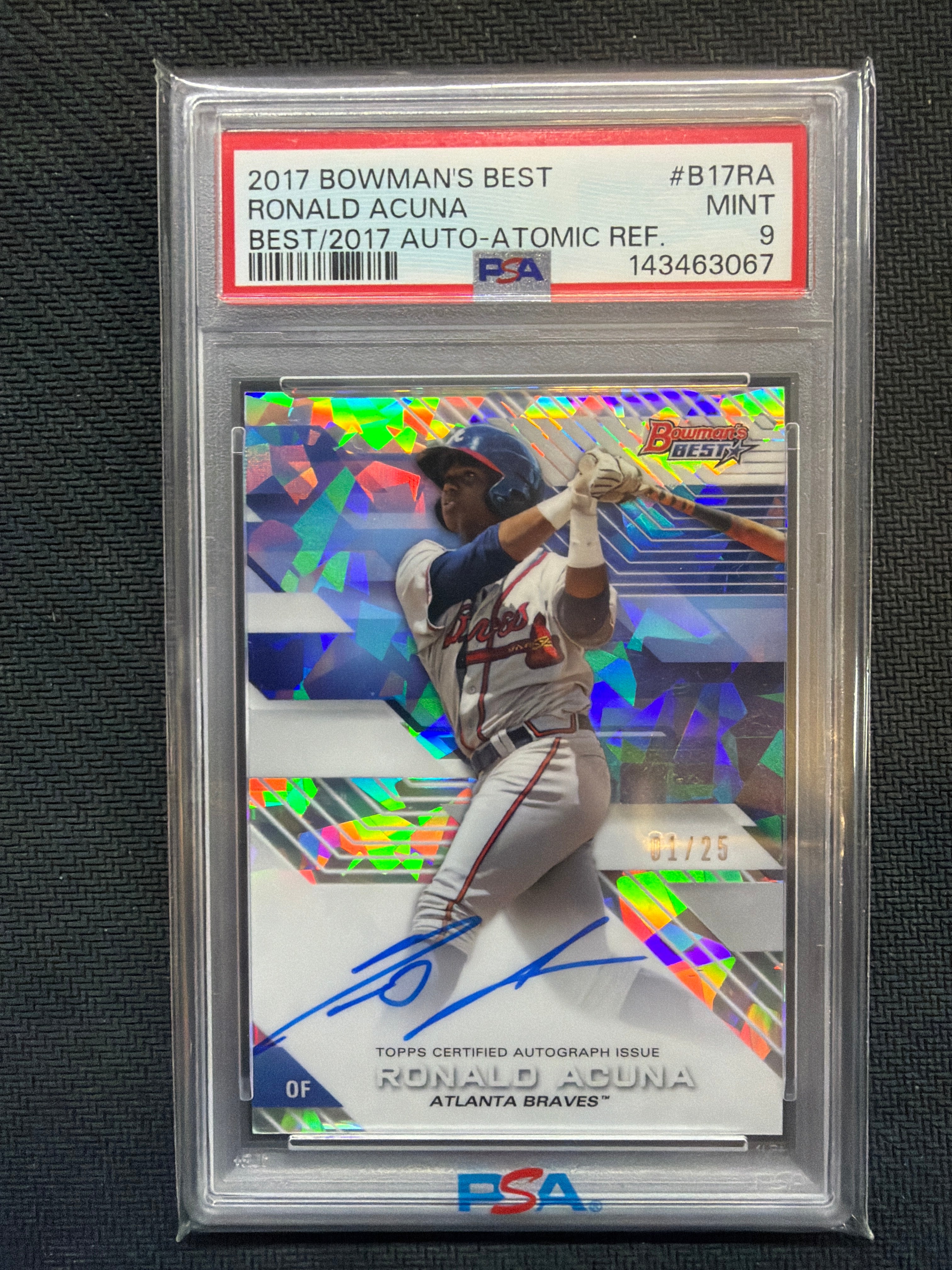 2017 Bowman's Best Ronald Acuna Jr. Rookie Atomic Auto /25 PSA 9 Braves 067