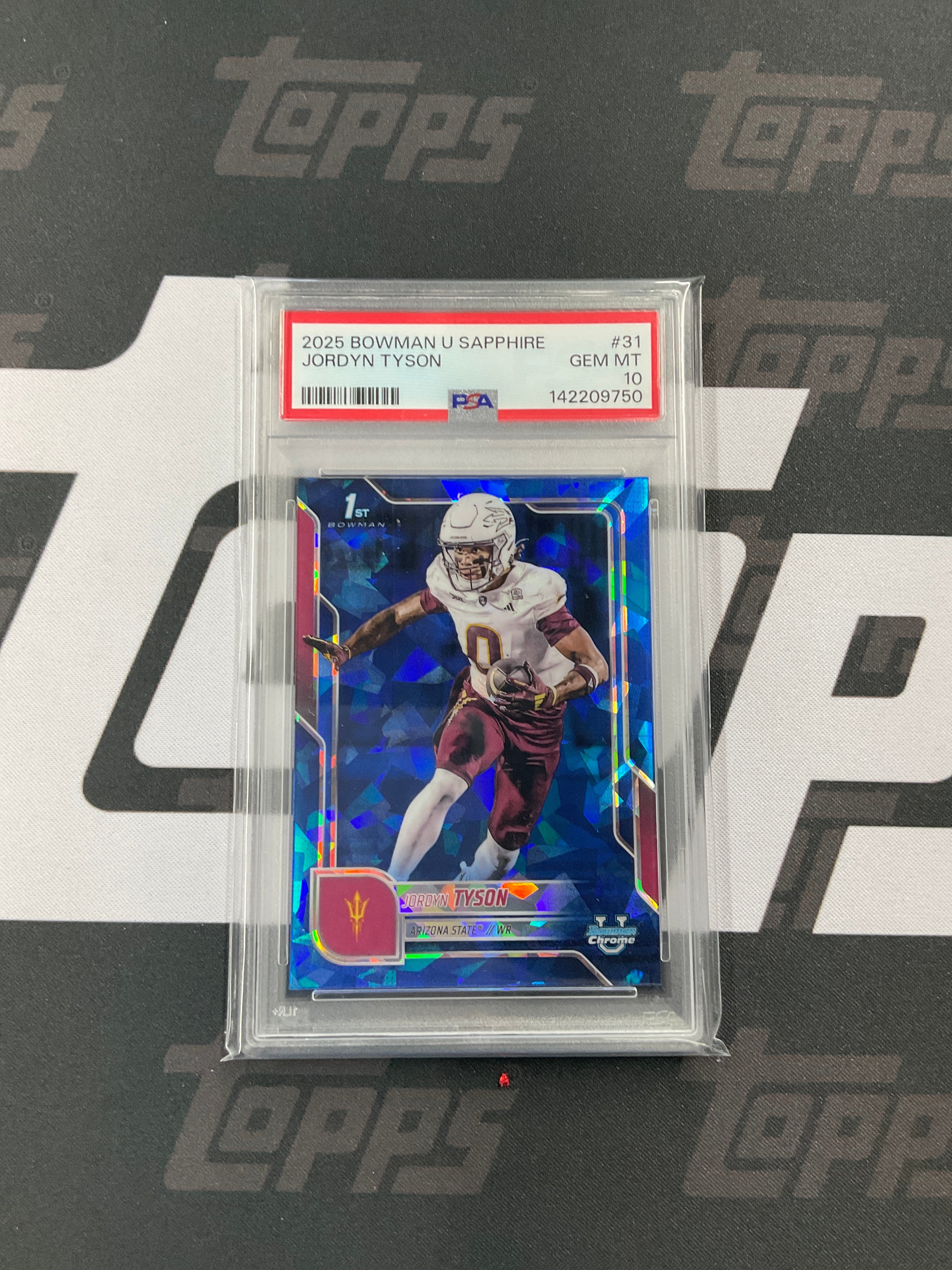 2025 Bowman U Sapphire Jordyn Tyson Rookie PSA 10 ASU