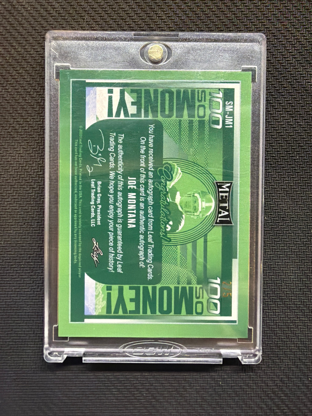 2023 Leaf Metal Joe Montana So Money! Auto /5 49ers