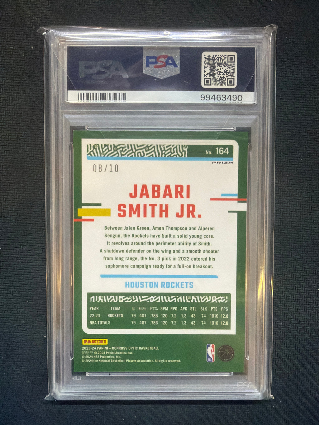 2023 Donruss Optic Jabari Smith Jr. Fast Break Gold /10 PSA 9 490