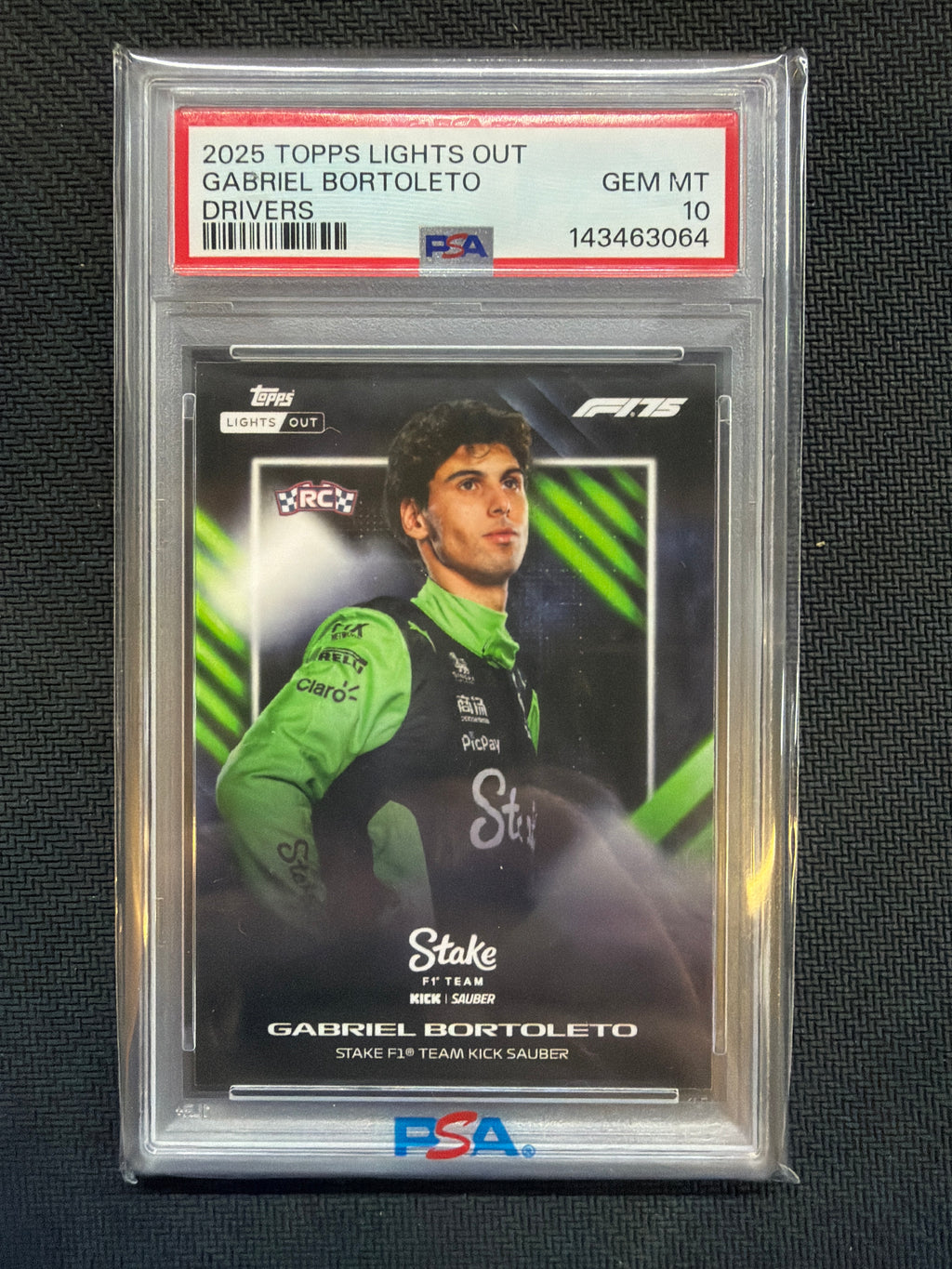 2025 Topps Lights Out Gabriel Bortoleto Drivers PSA 10 Rookie