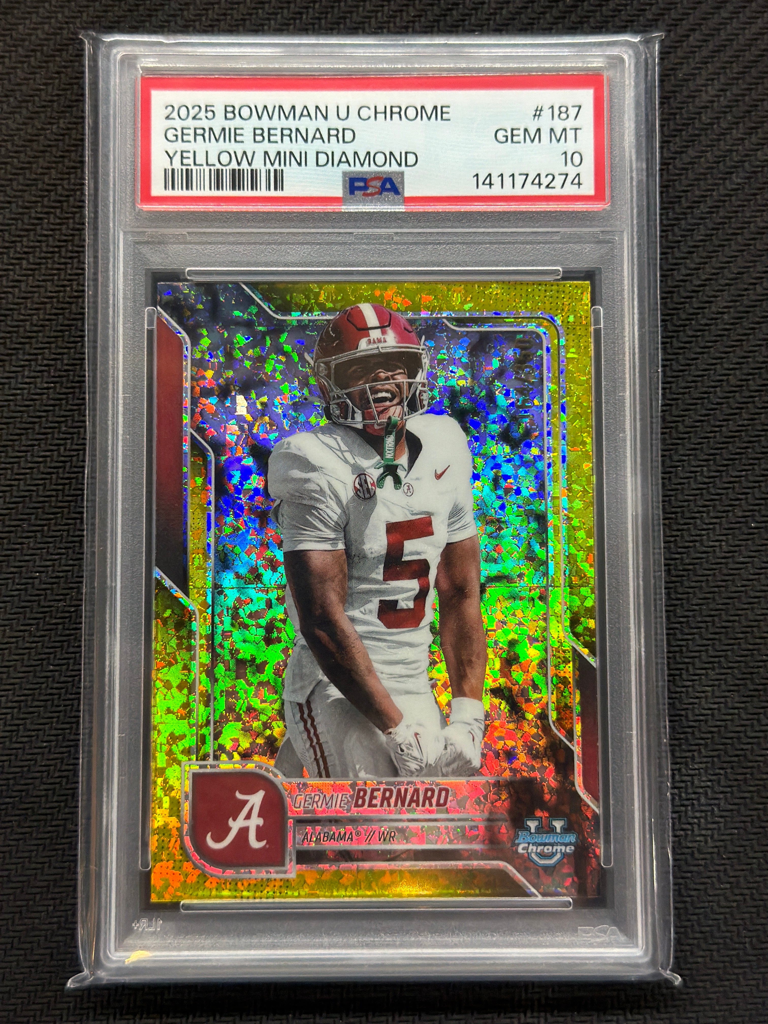 2025 Bowman U Chrome Germie Bernard Yellow Mini Diamond /350 PSA 10 274 Alabama