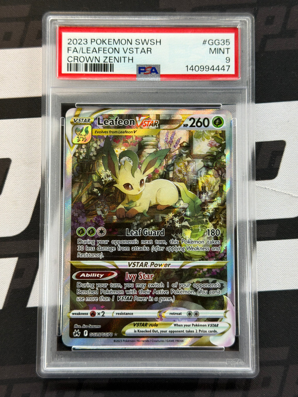 2023 Pokemon Crown Zenith Leafeon Vstar GG35 PSA 9