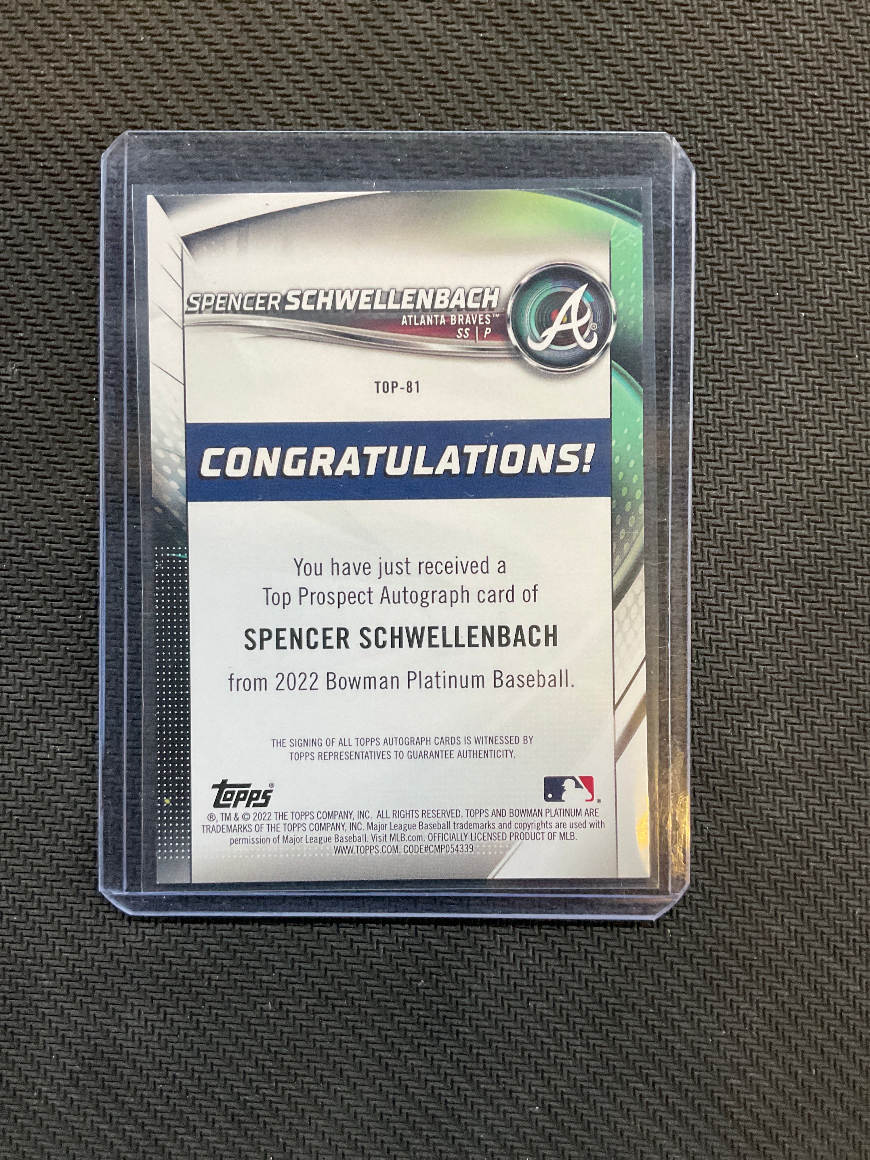 2022 Bowman Platinum Spencer Schwellenbach Rookie Auto