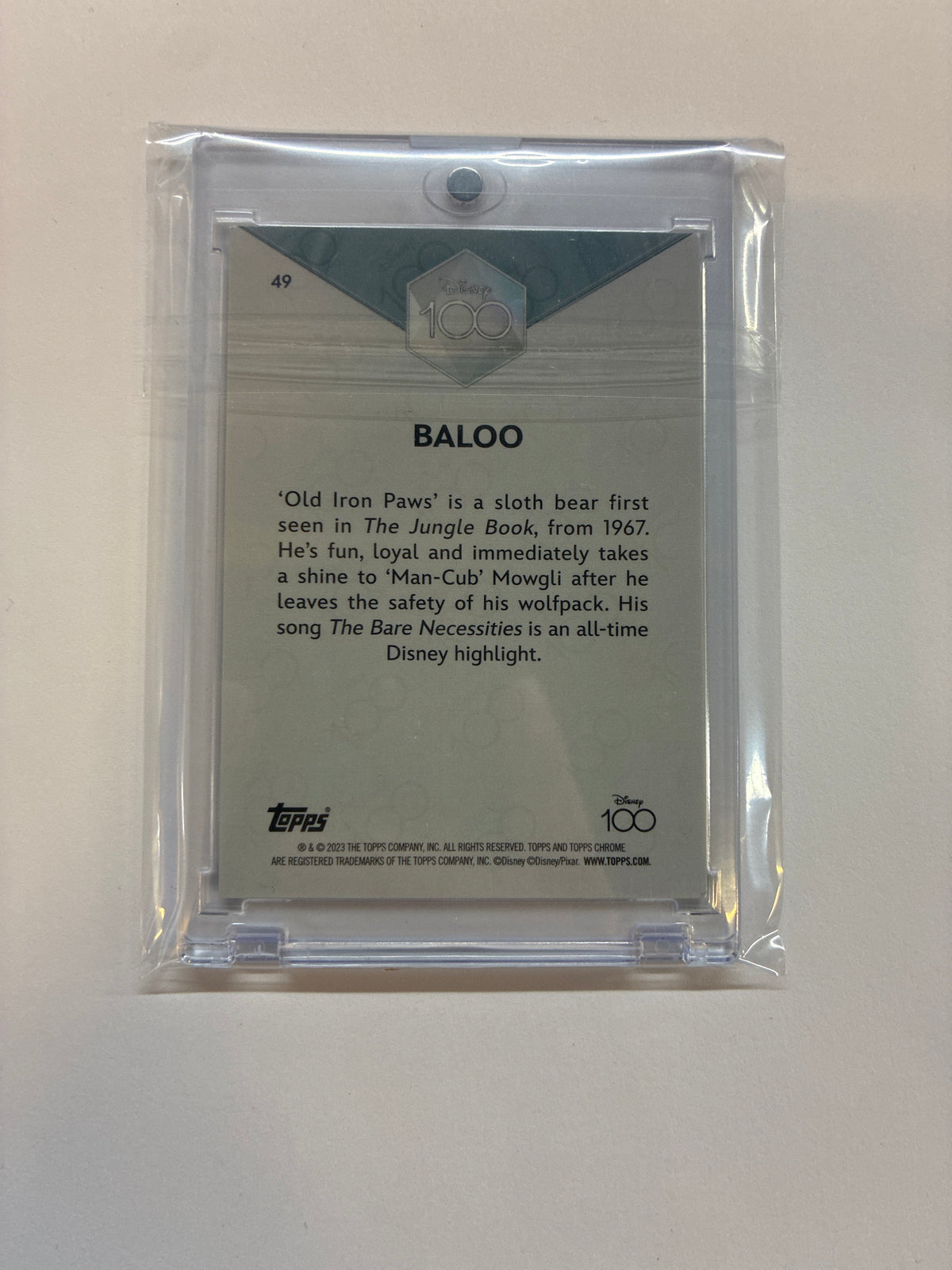 2023 Topps Chrome Disney 100 Baloo Light Blue Refractor /75