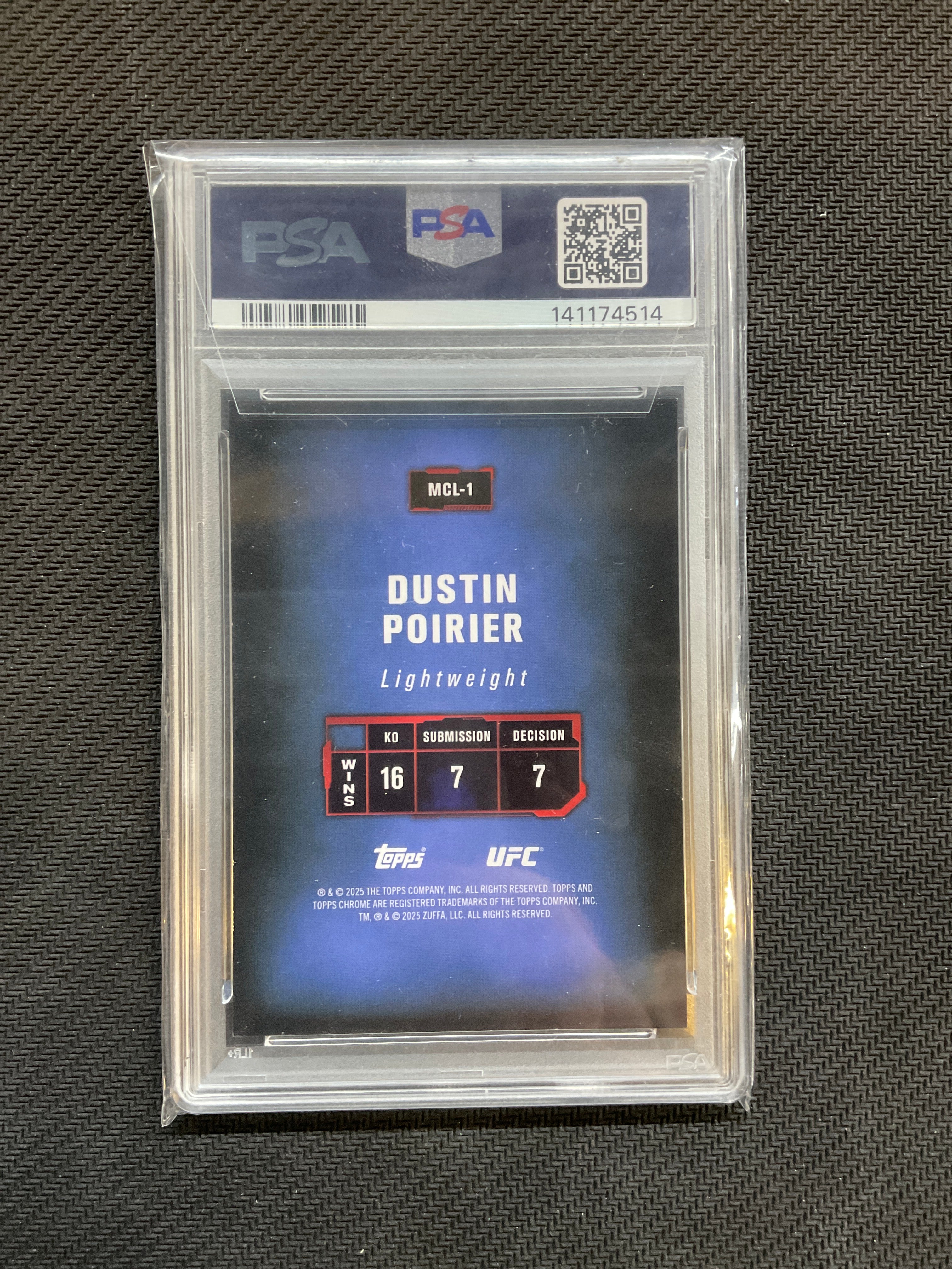 2025 Topps Chrome UFC Dustin Poirier Mission Control Gold /50 PSA 9