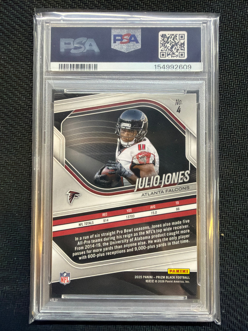 2025 Prizm Black Julio Jones #4 PSA 10 Falcons