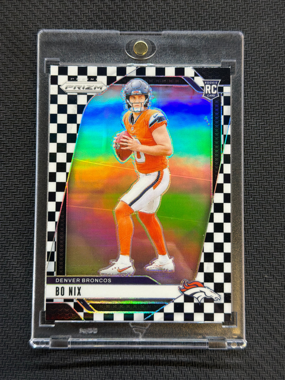2024 Panini Prizm Bo Nix Checker Black and White #309 Rookie Broncos