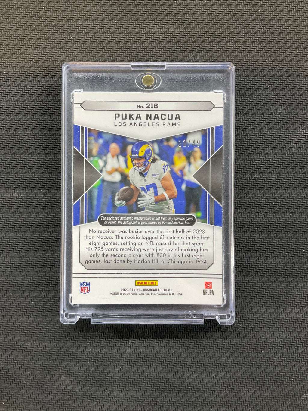 2023 Obsidian Puka Nacua Patch Auto /49 Rams