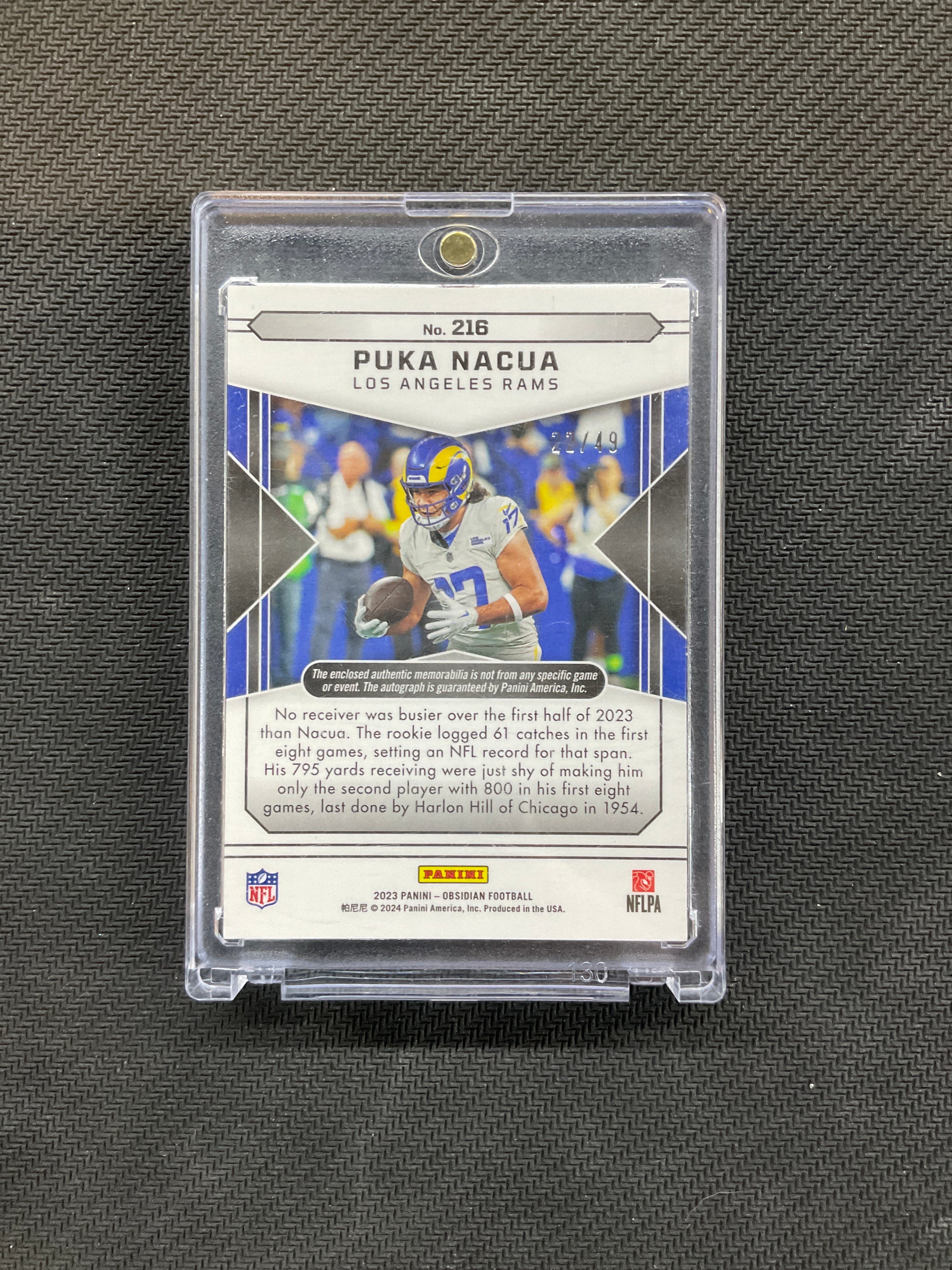 2023 Obsidian Puka Nacua Patch Auto /49 Rams