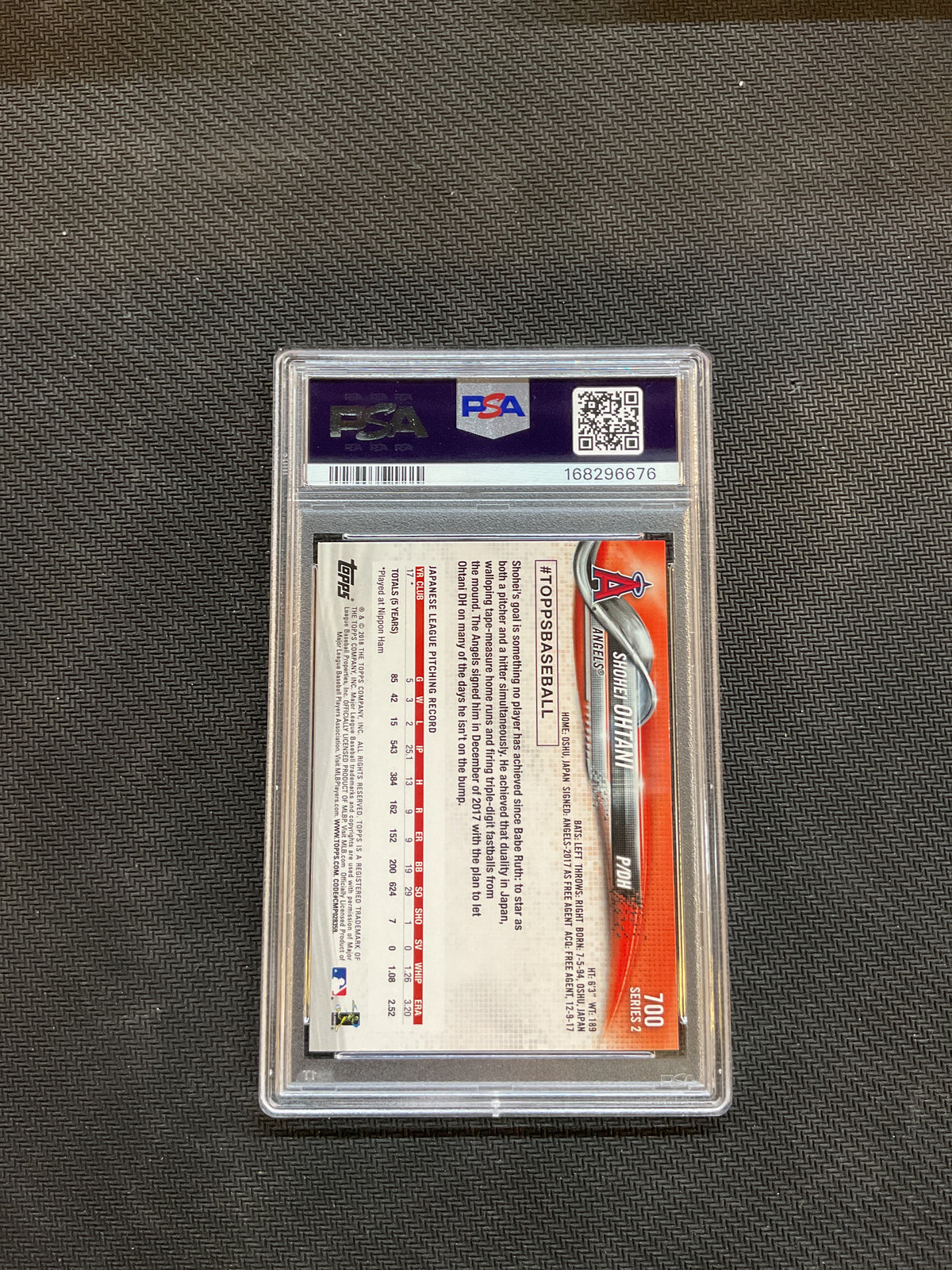 2018 Topps Shohei Ohtani Rookie PSA 9 Angels