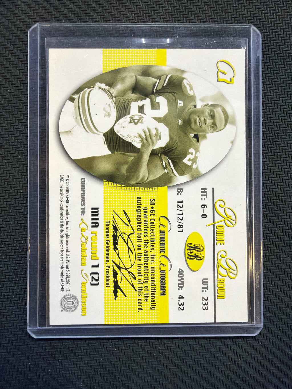 2005 Sage Ronnie Brown Rookie Auto /999 Auburn