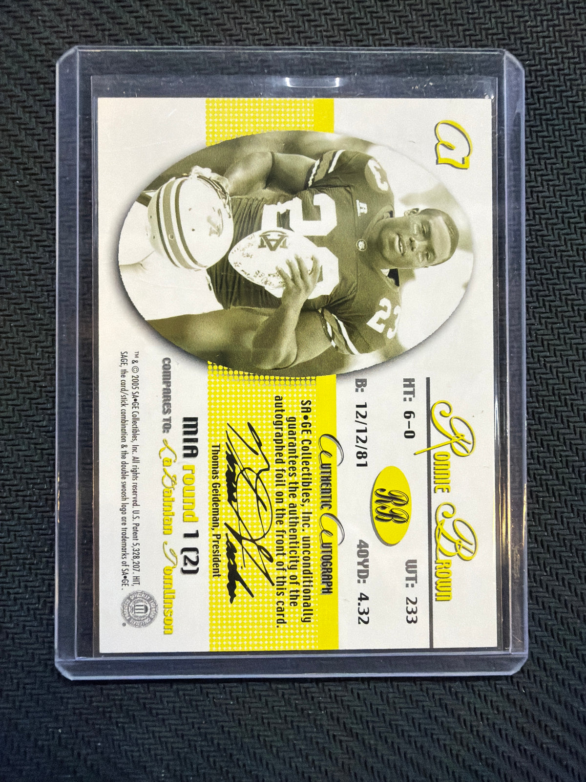 2005 Sage Ronnie Brown Rookie Auto /999 Auburn