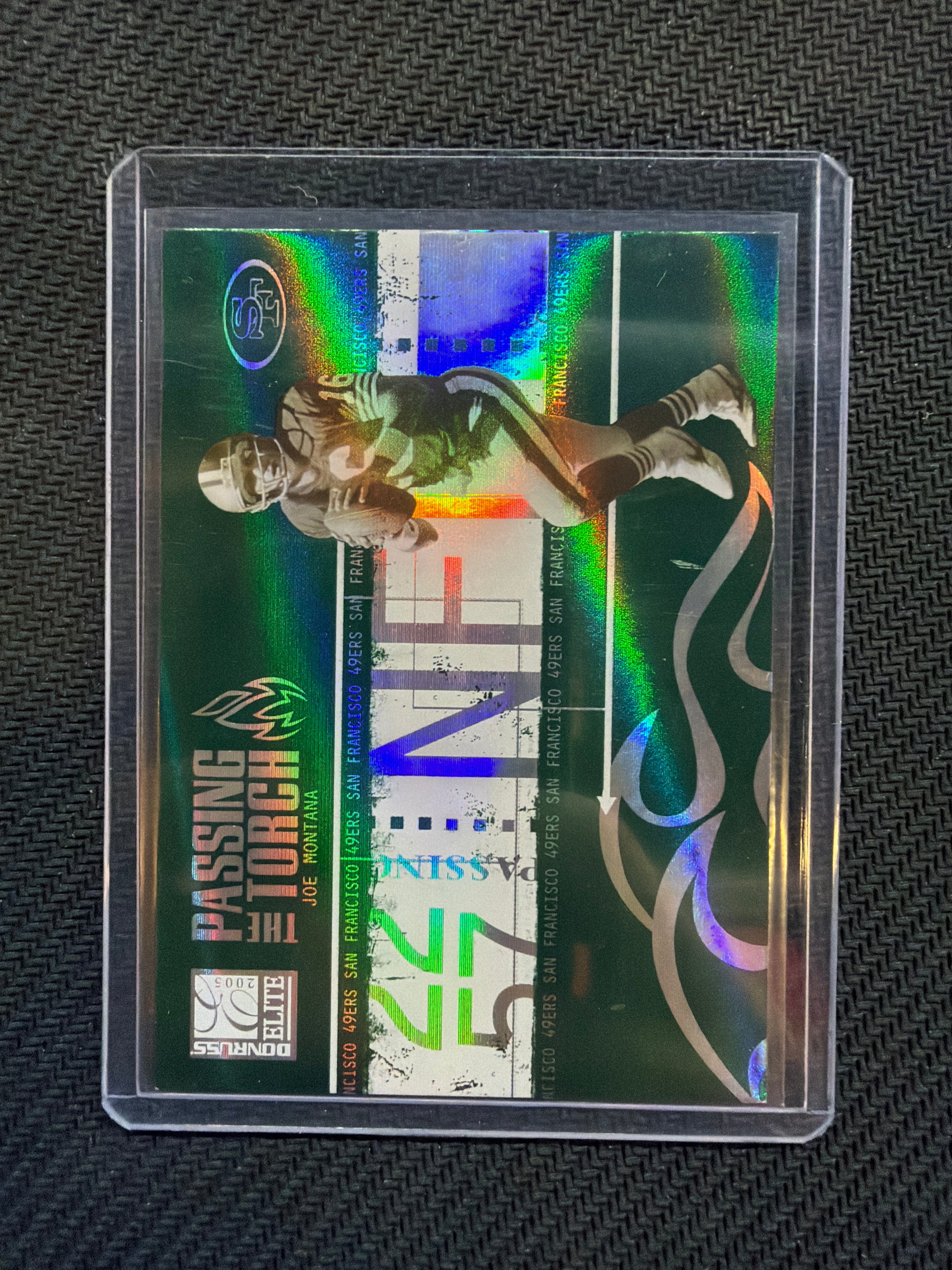 2005 Donruss Playoff Joe Montana Passing The Torch /500 Green 49ers