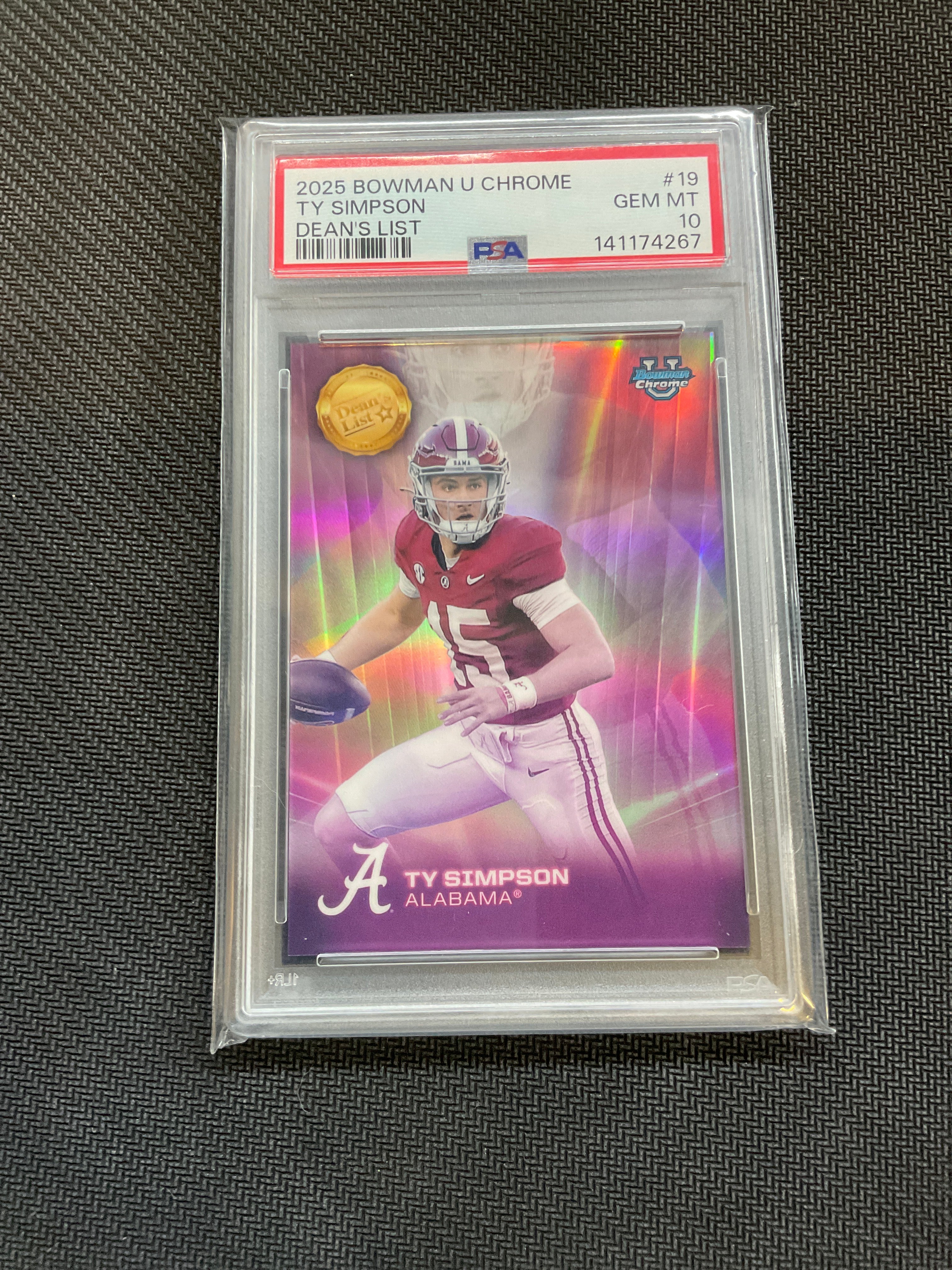 2025 Bowman U Chrome Ty Simpson Dean's List PSA 10 Case Hit Alabama 267