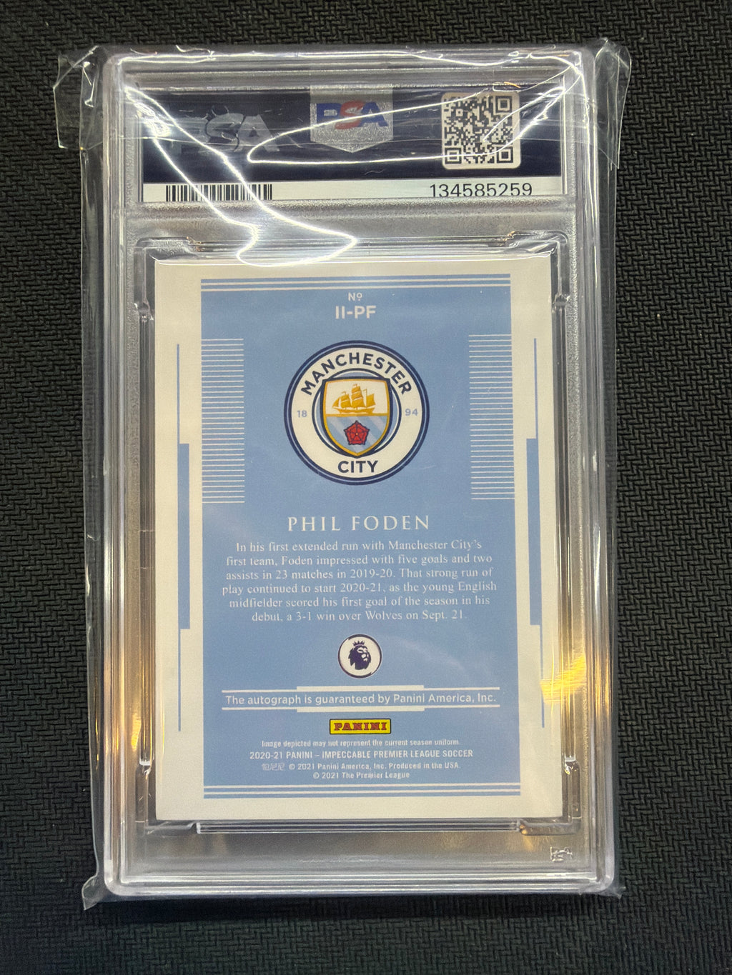 2020-21 Impeccable Phil Foden Impressions Auto Gold /10 PSA 8